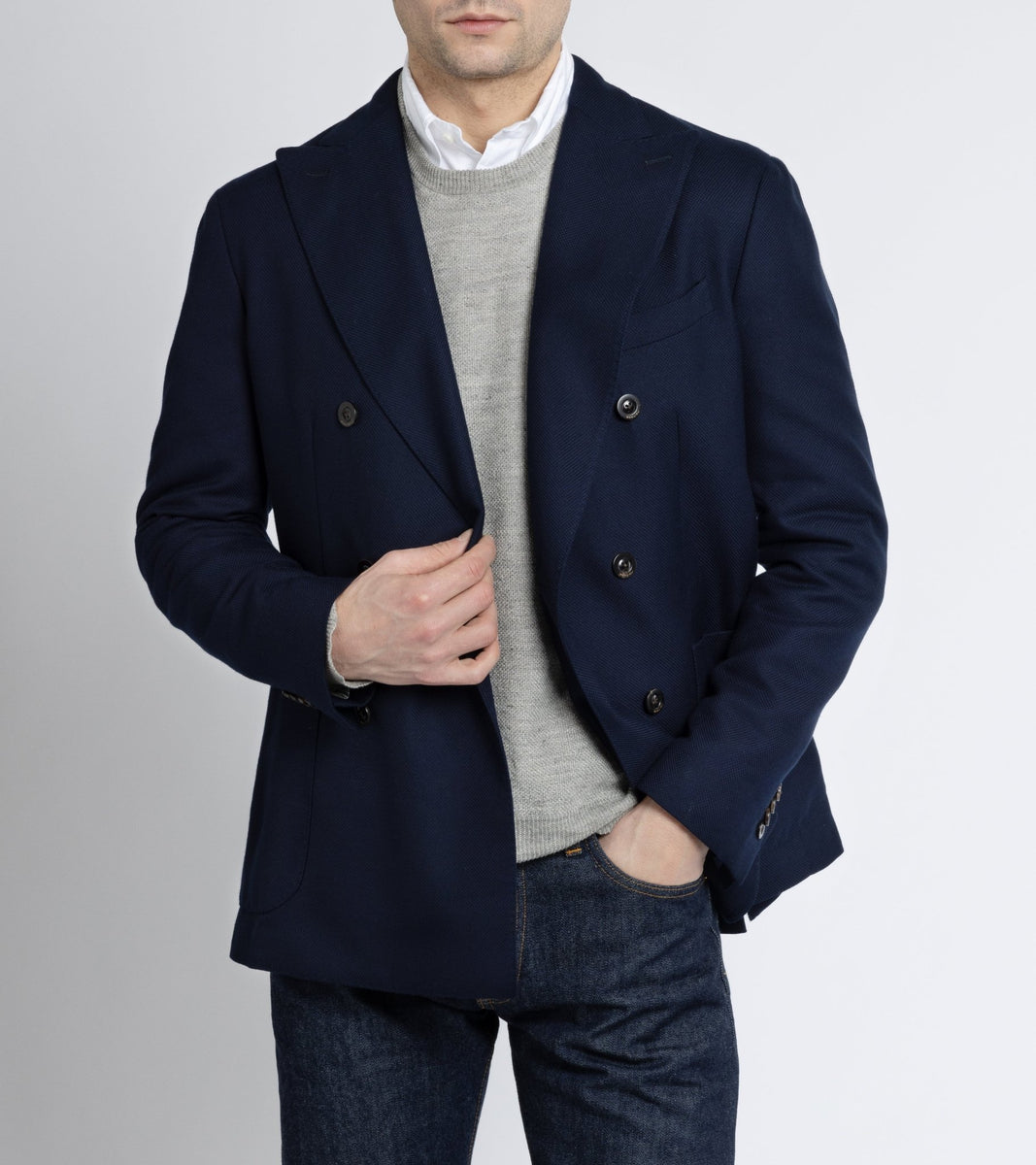 Boglioli Wool Cotton Hopsack Double Breasted Jacket: Navy – Trunk ...