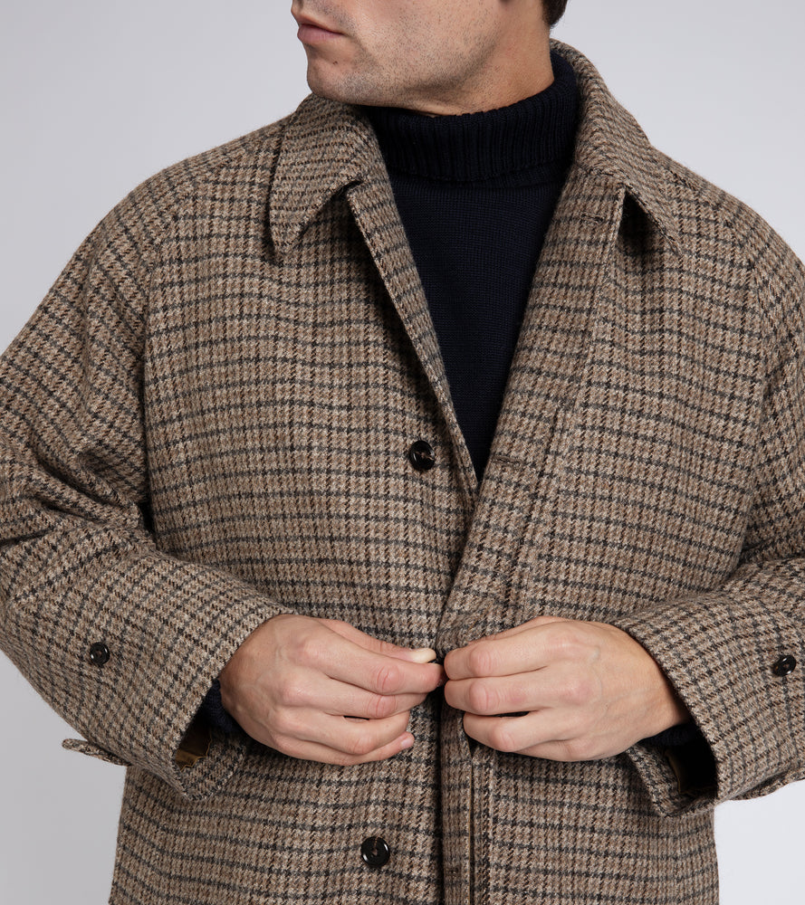 Kaptain Sunshine Gun-Club Tweed Walker Coat: Mushroom