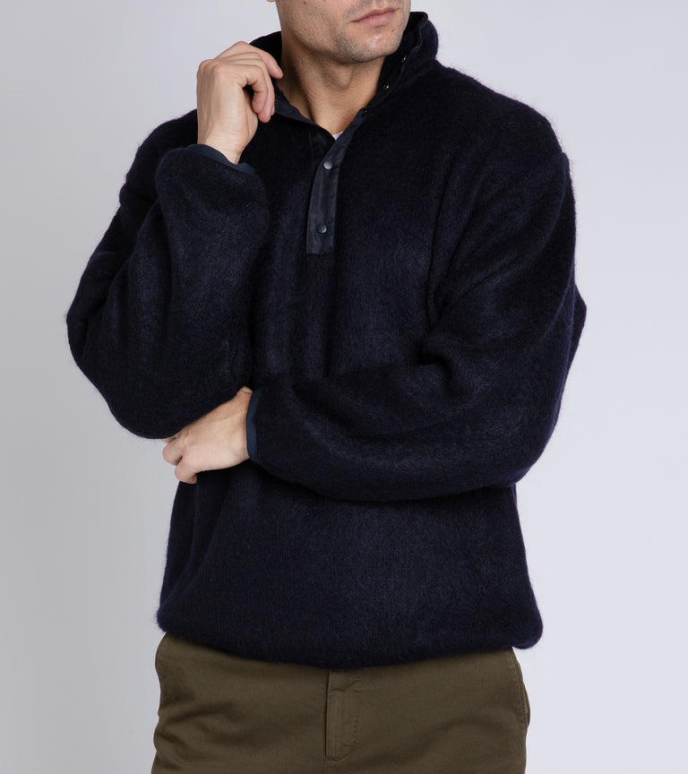 Nanamica Mohair Mix Fleece Pullover: Navy – Trunk Clothiers