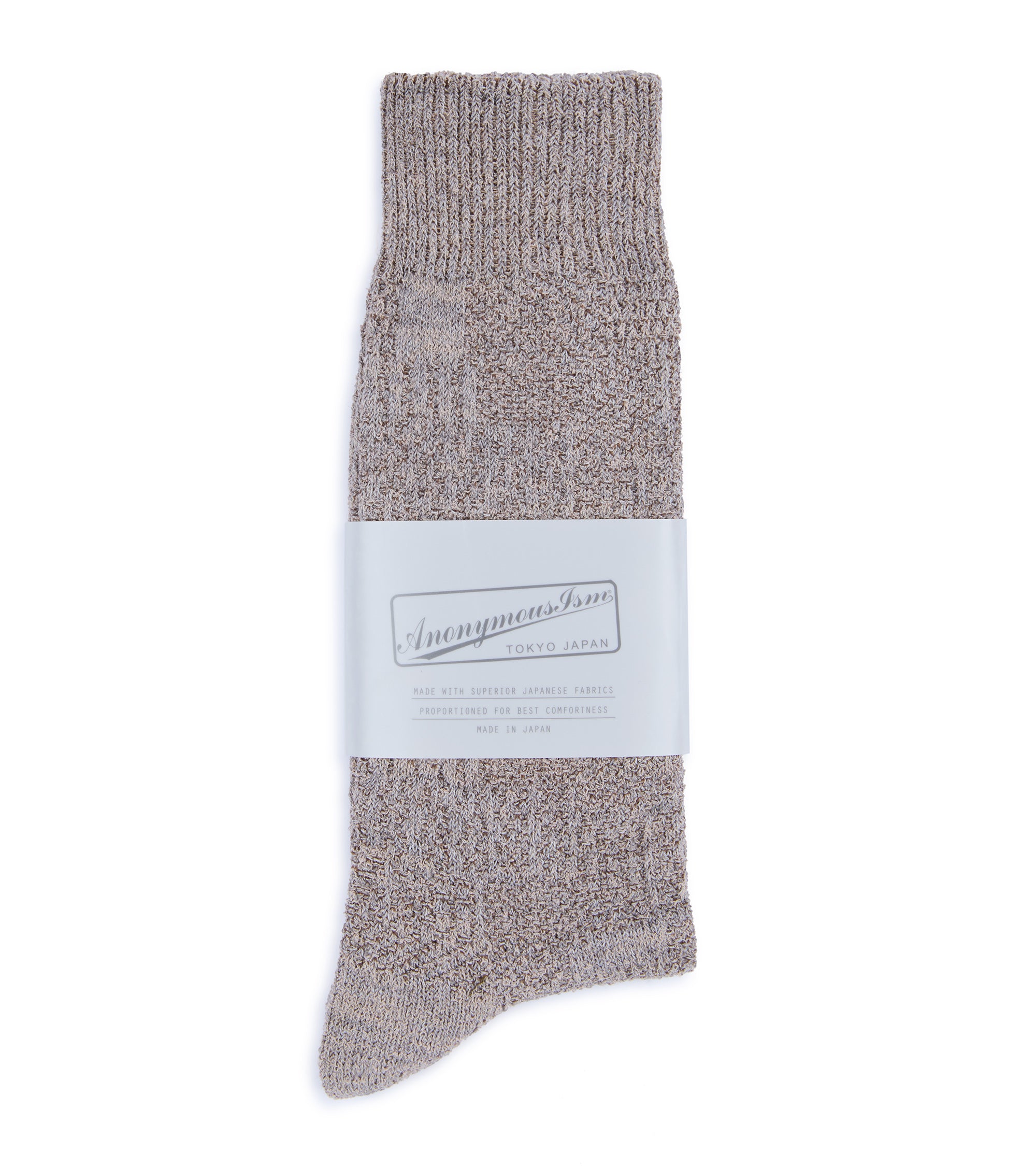 Anonymous Ism Sashiko Linen Crew Socks: Beige