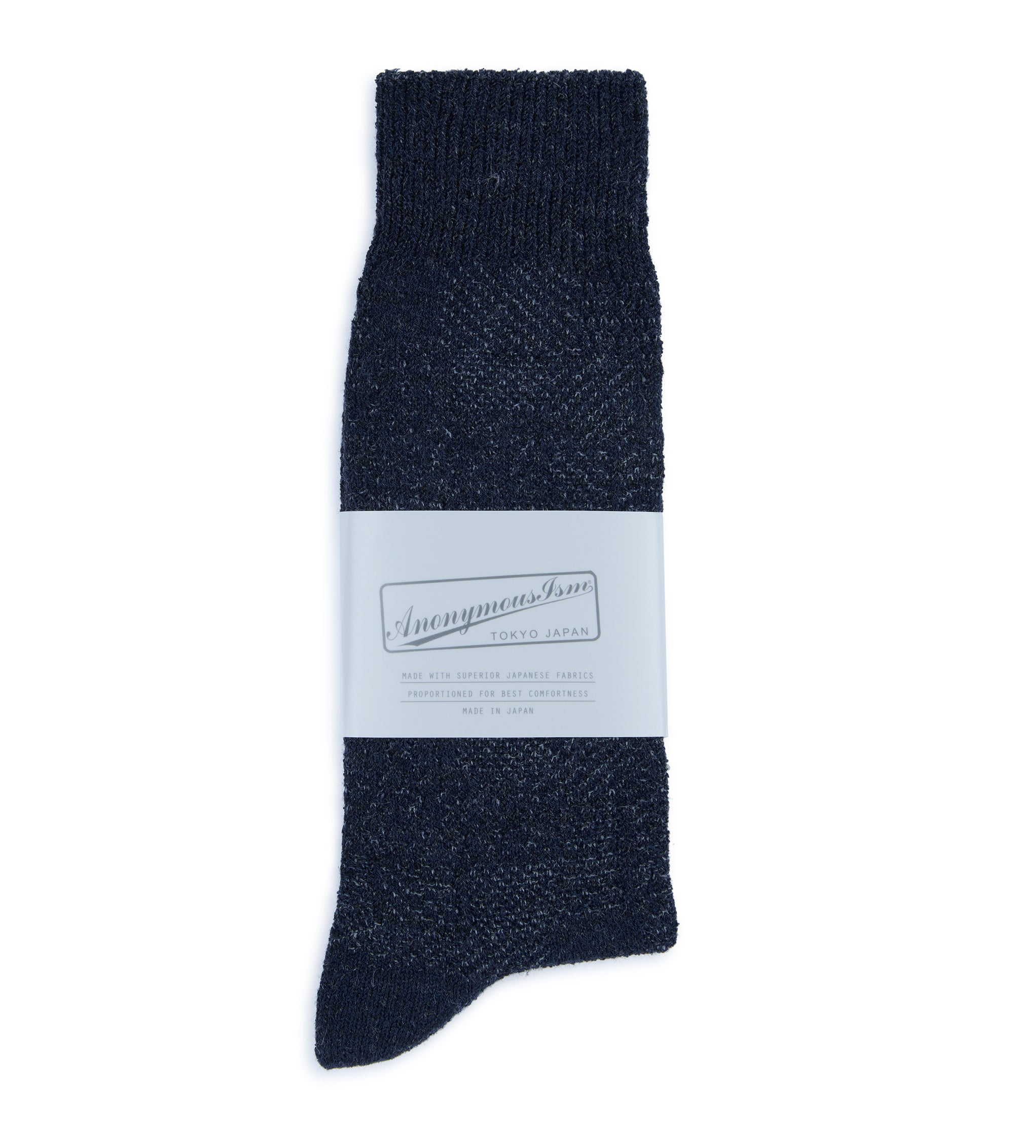 Anonymous Ism Sashiko Linen Crew Socks: Navy