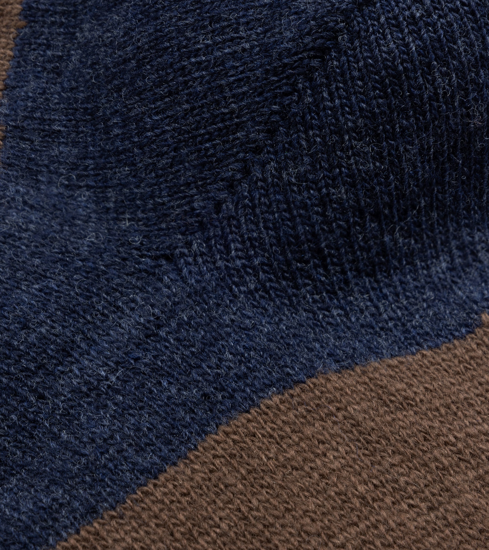 Anonymous Ism Wool Cashmere Striped Crew Socks: Blue/Brown