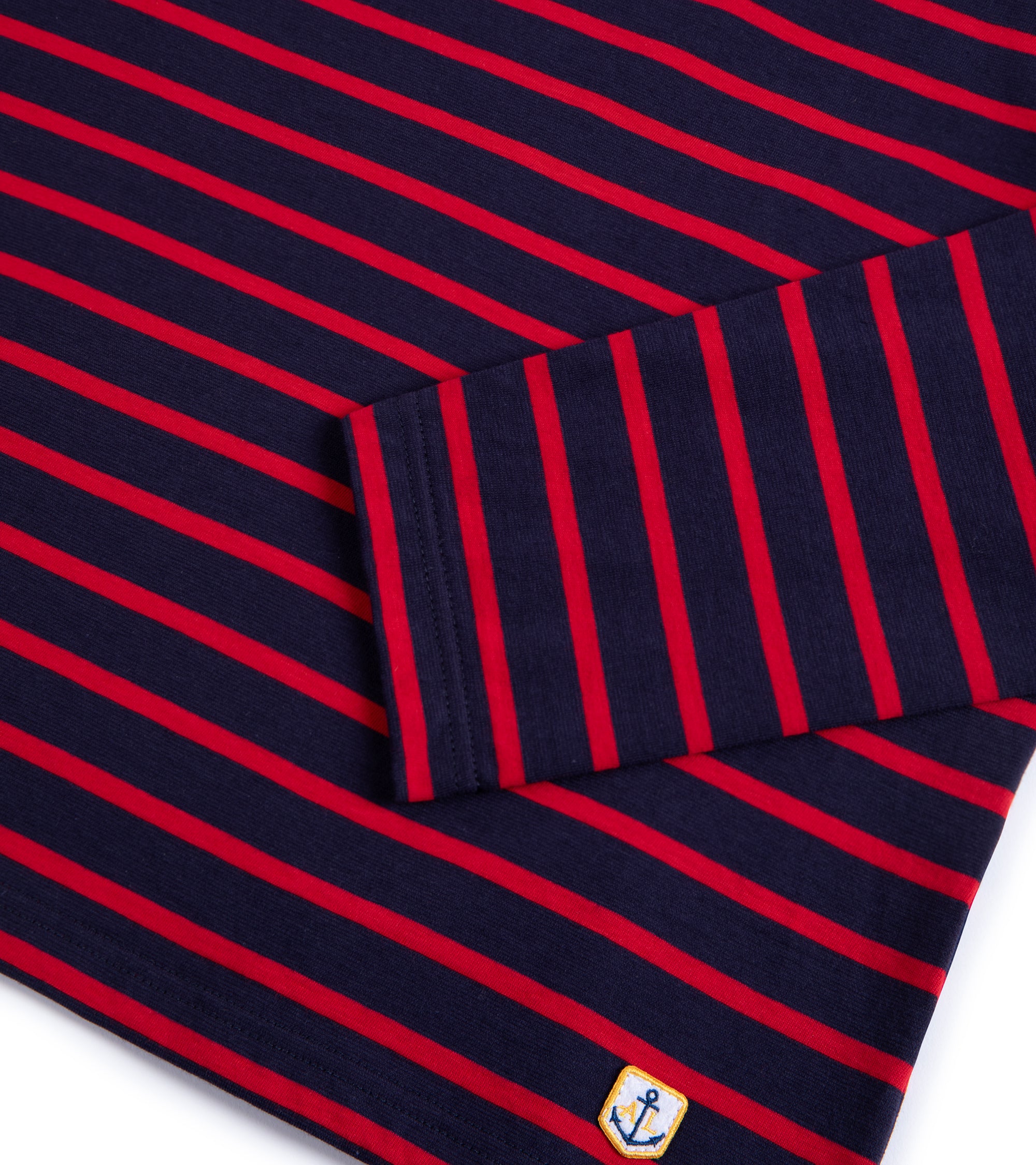 Armor Lux Lightweight Breton Striped T-Shirt: Navy Red