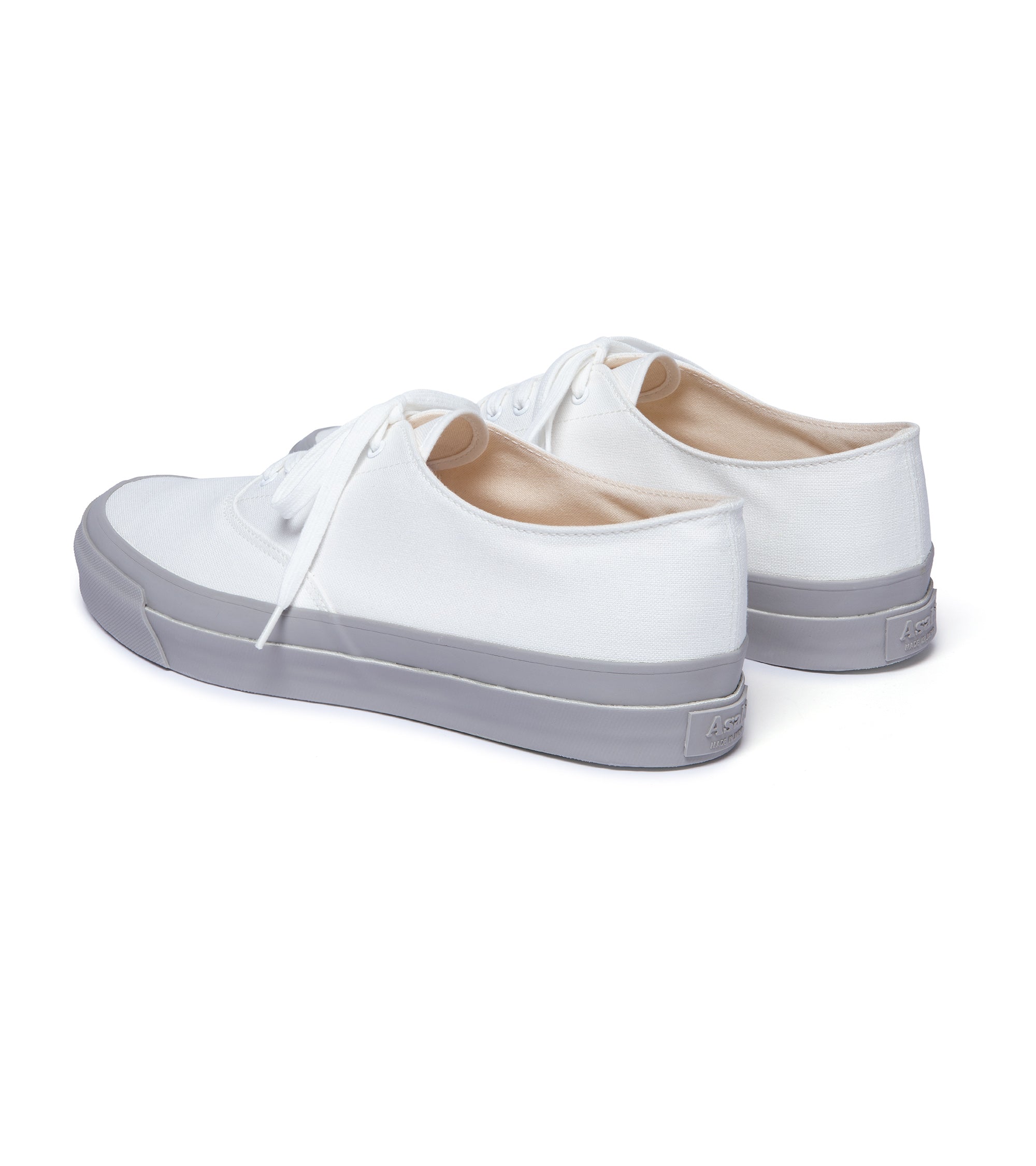 Asahi M014 Canvas Deck Shoes: White/Grey