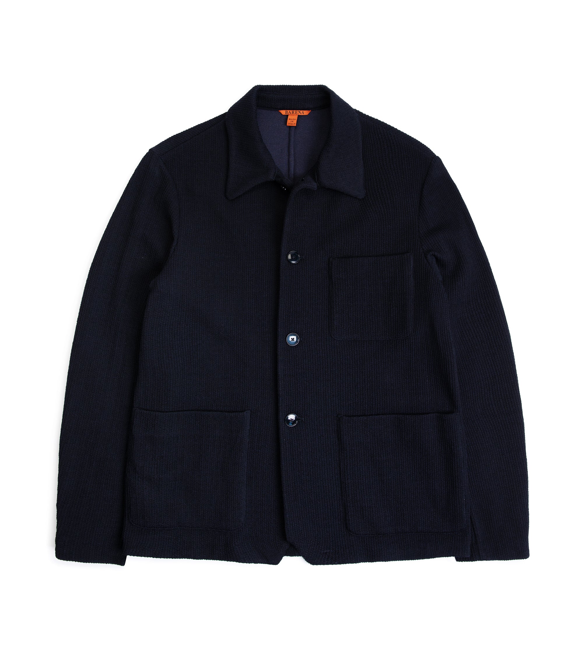 Barena Visal Sima Wool Mix Knit Overshirt: Navy