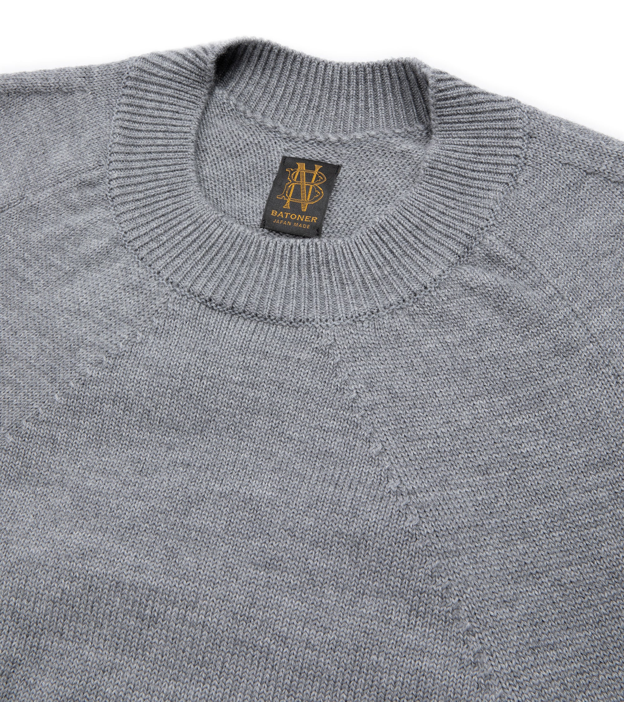 Batoner Light Wool Signature Crew Neck Sweater: Grey