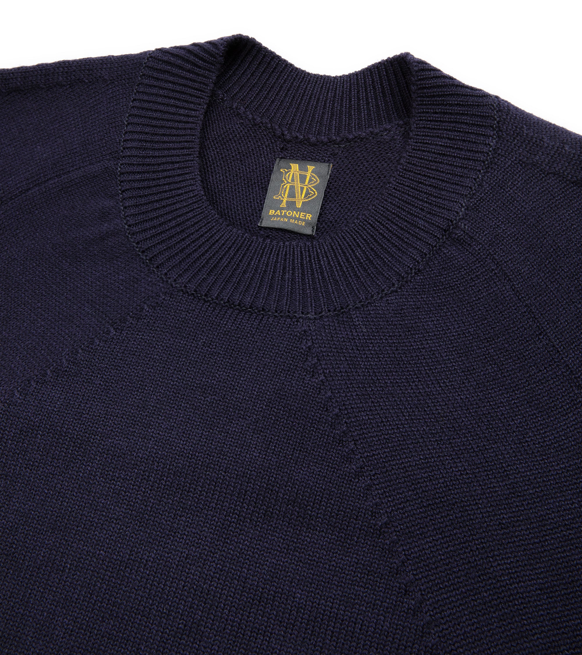 Batoner Light Wool Signature Crew Neck Sweater: Navy