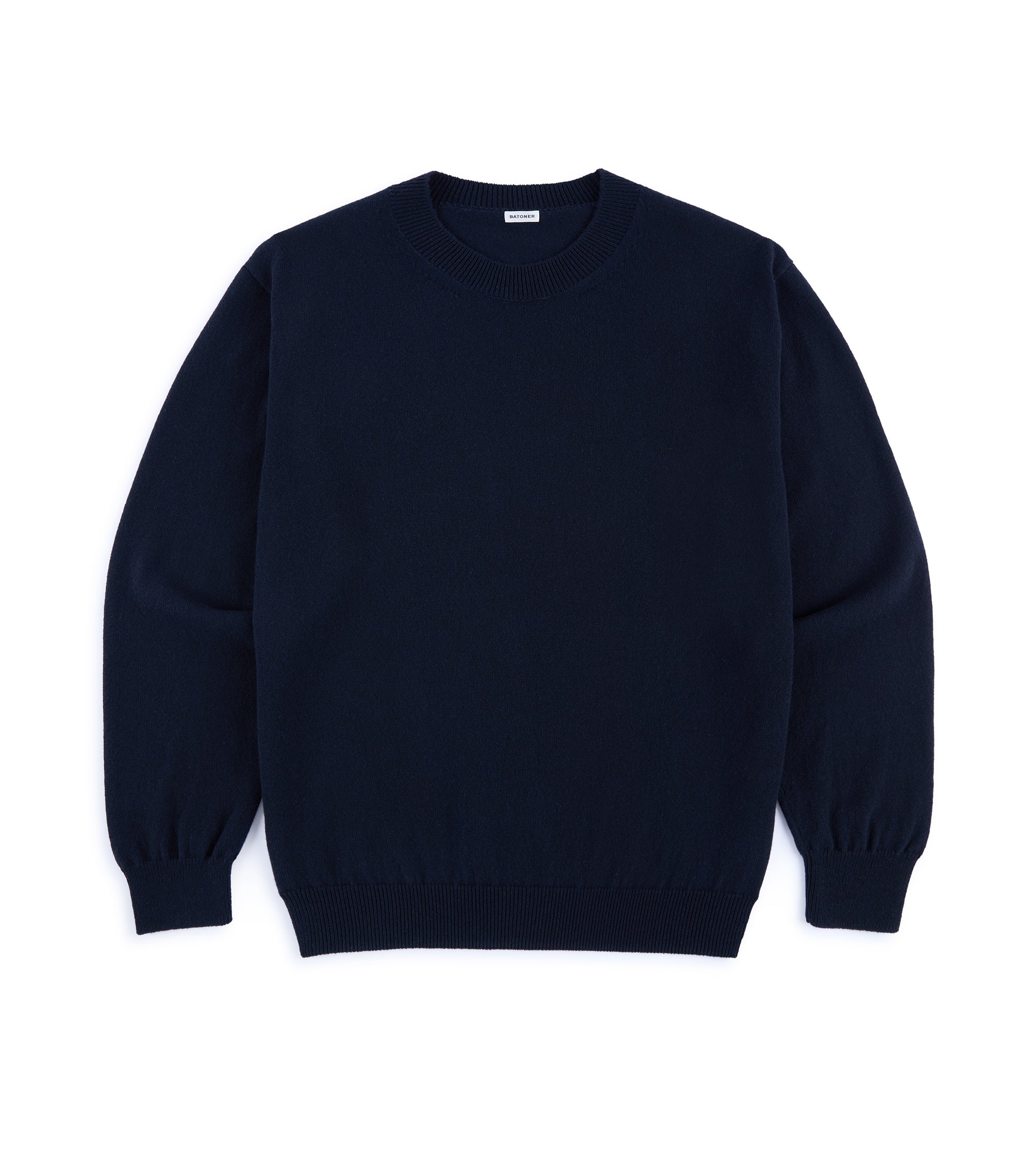 Batoner Reverse Cashmere Crew Neck Sweater: Navy