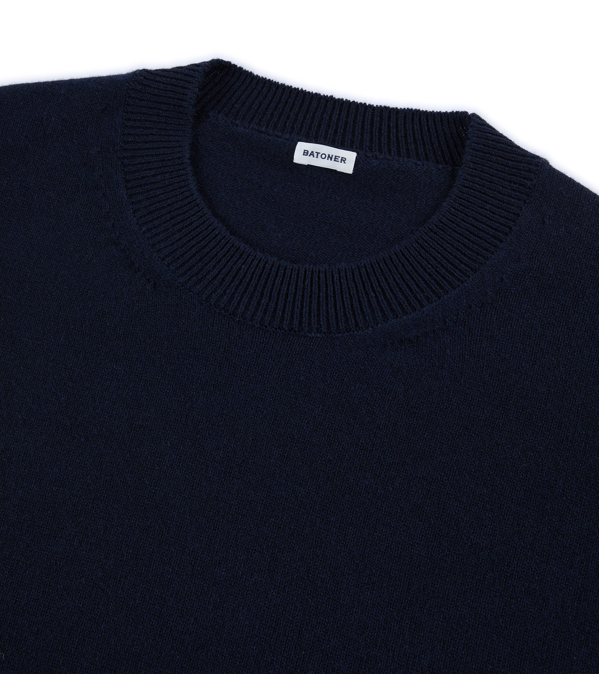 Batoner Reverse Cashmere Crew Neck Sweater: Navy