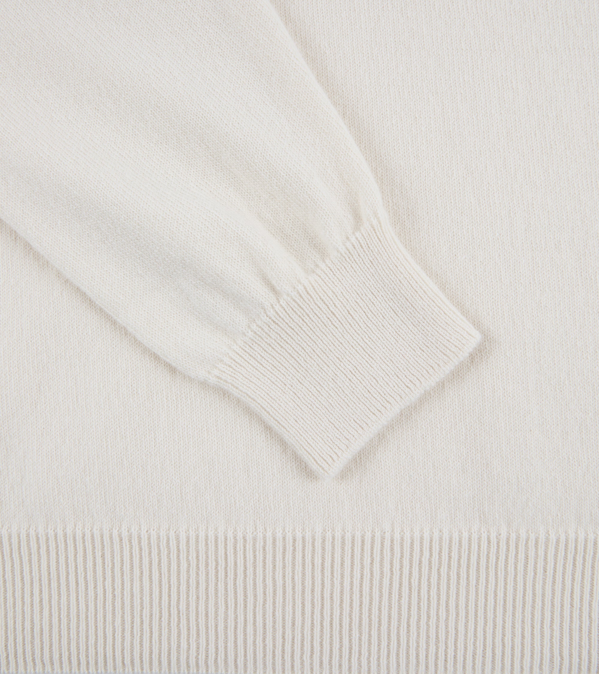 Batoner Reverse Cashmere Crew Neck Sweater: White