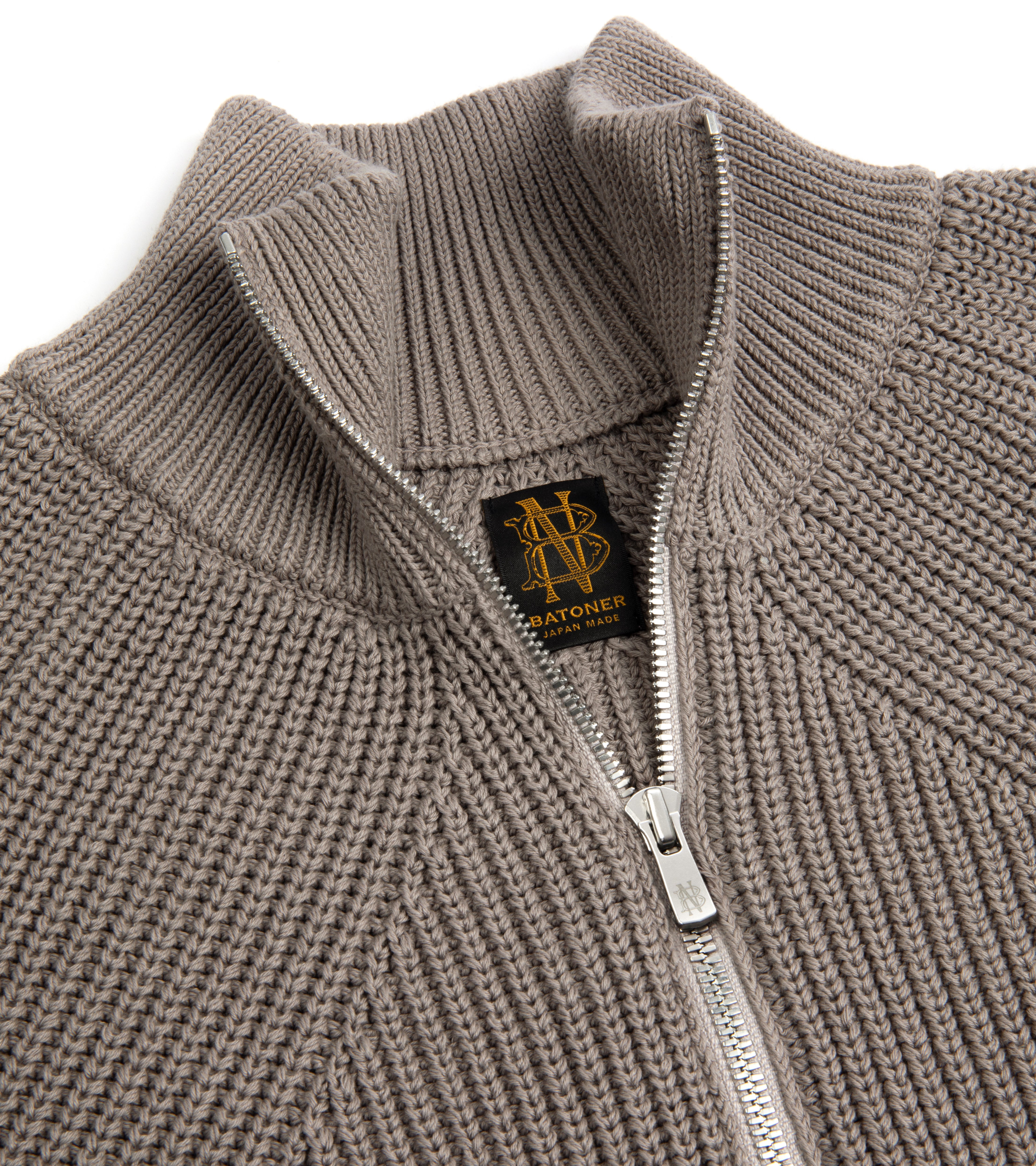 Batoner Signature Driver's Knit Cotton Zip Cardigan: Taupe