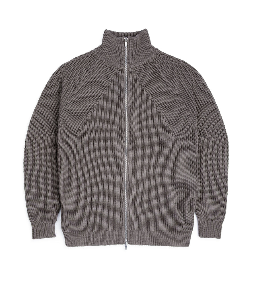 Batoner Signature Driver's Knit Wool Zip Cardigan: Walnut