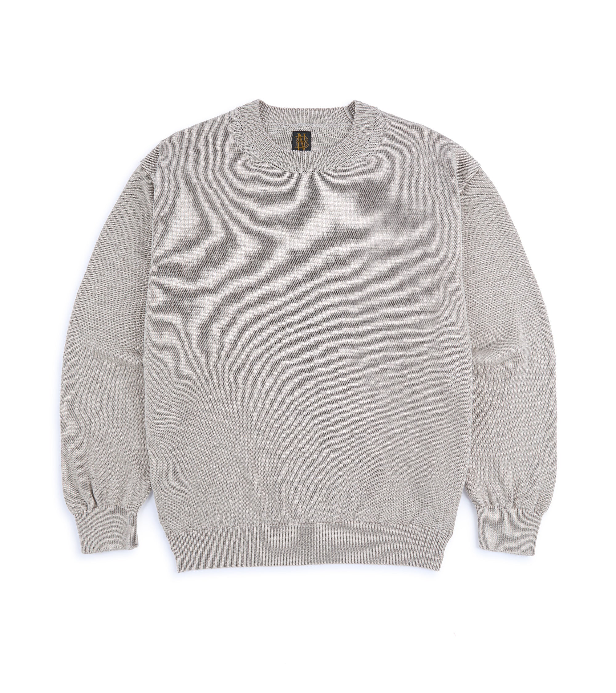 Batoner Washed High Count Linen Crew Neck Sweater: Natural