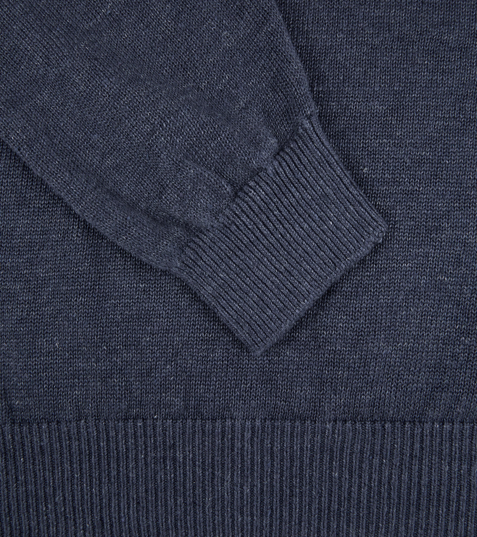 Batoner Washed High Count Linen Crew Neck Sweater: Navy