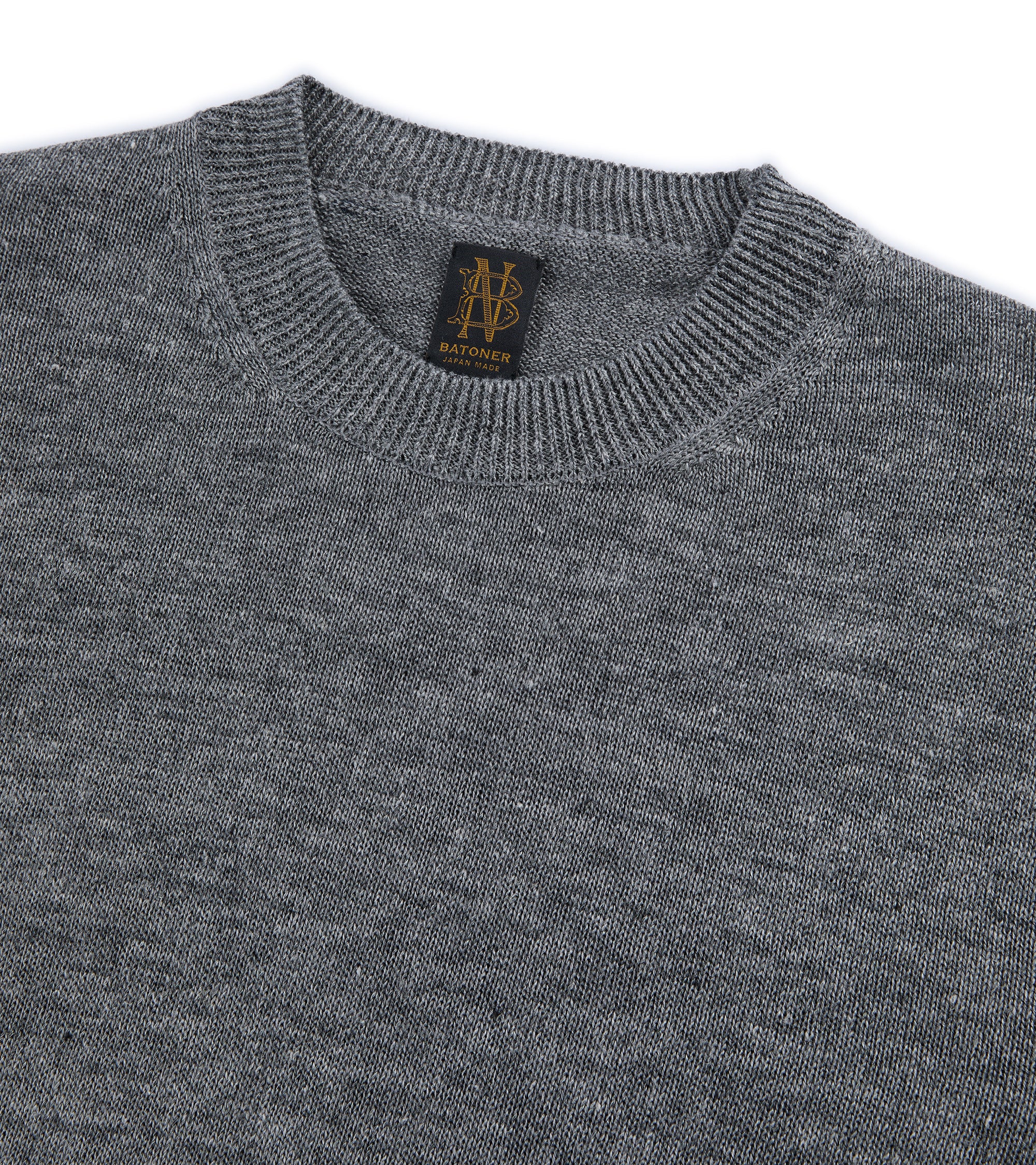 Batoner Washed High Count Linen Short Sleeve Crew Neck Sweater: Grey