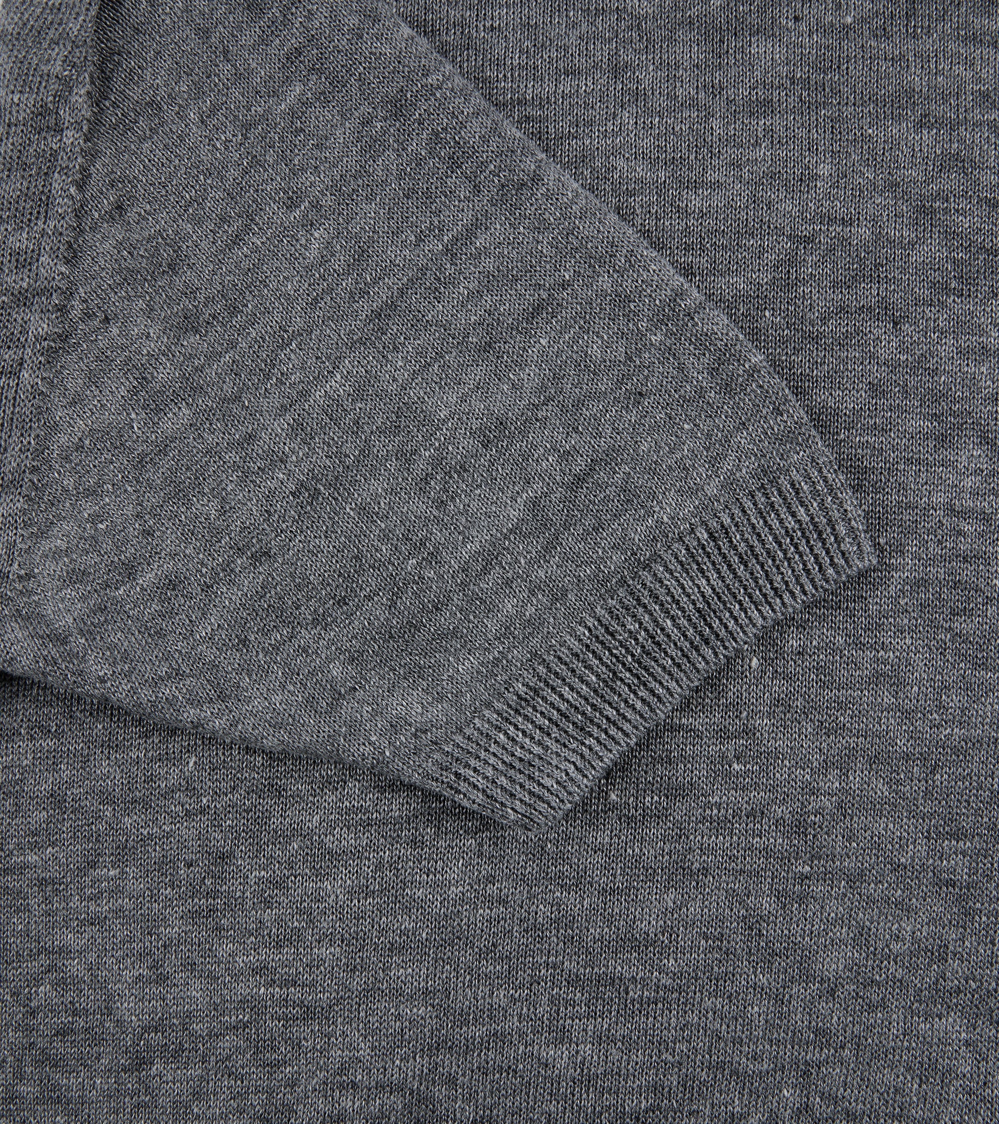 Batoner Washed High Count Linen Short Sleeve Crew Neck Sweater: Grey