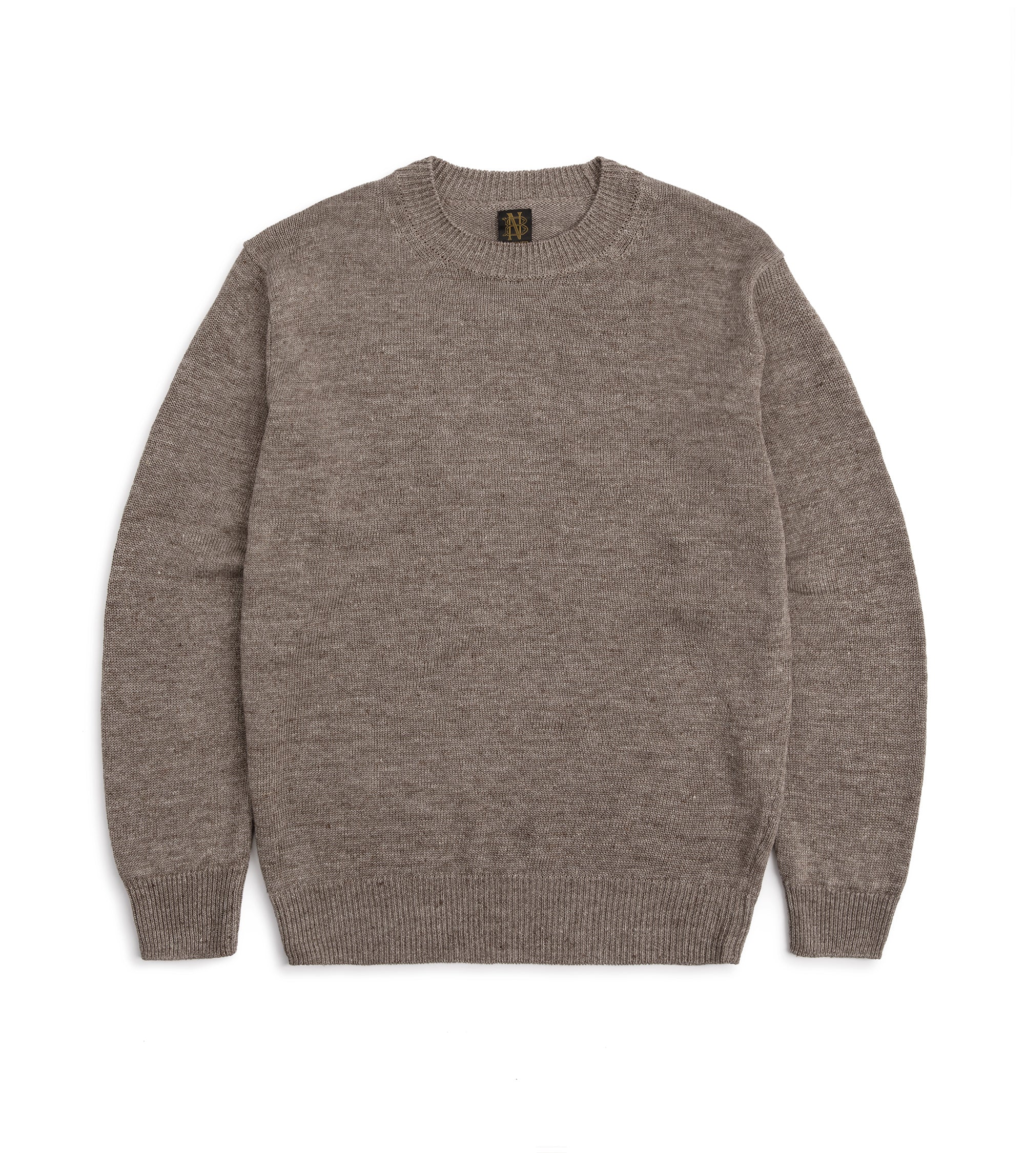 Batoner Washed Linen Crew Neck Sweater: Brown – Trunk Clothiers