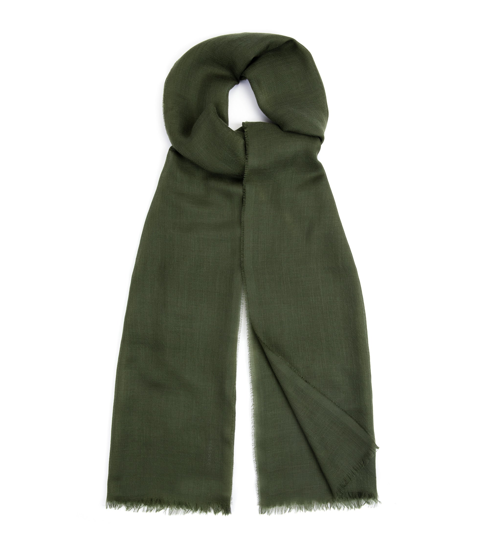 Begg Wispy Solid Cashmere Scarf: Army Green