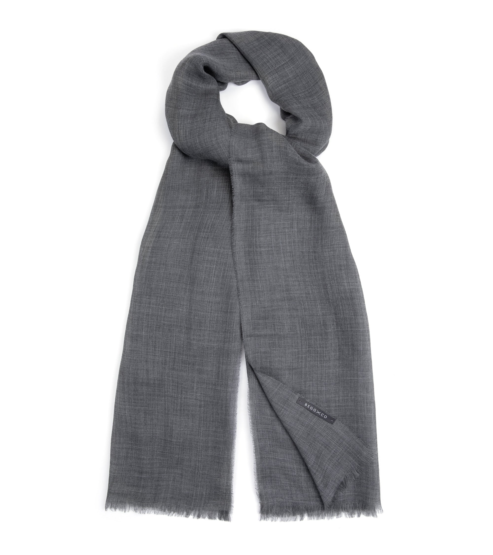 Begg Wispy Solid Cashmere Scarf: Charcoal