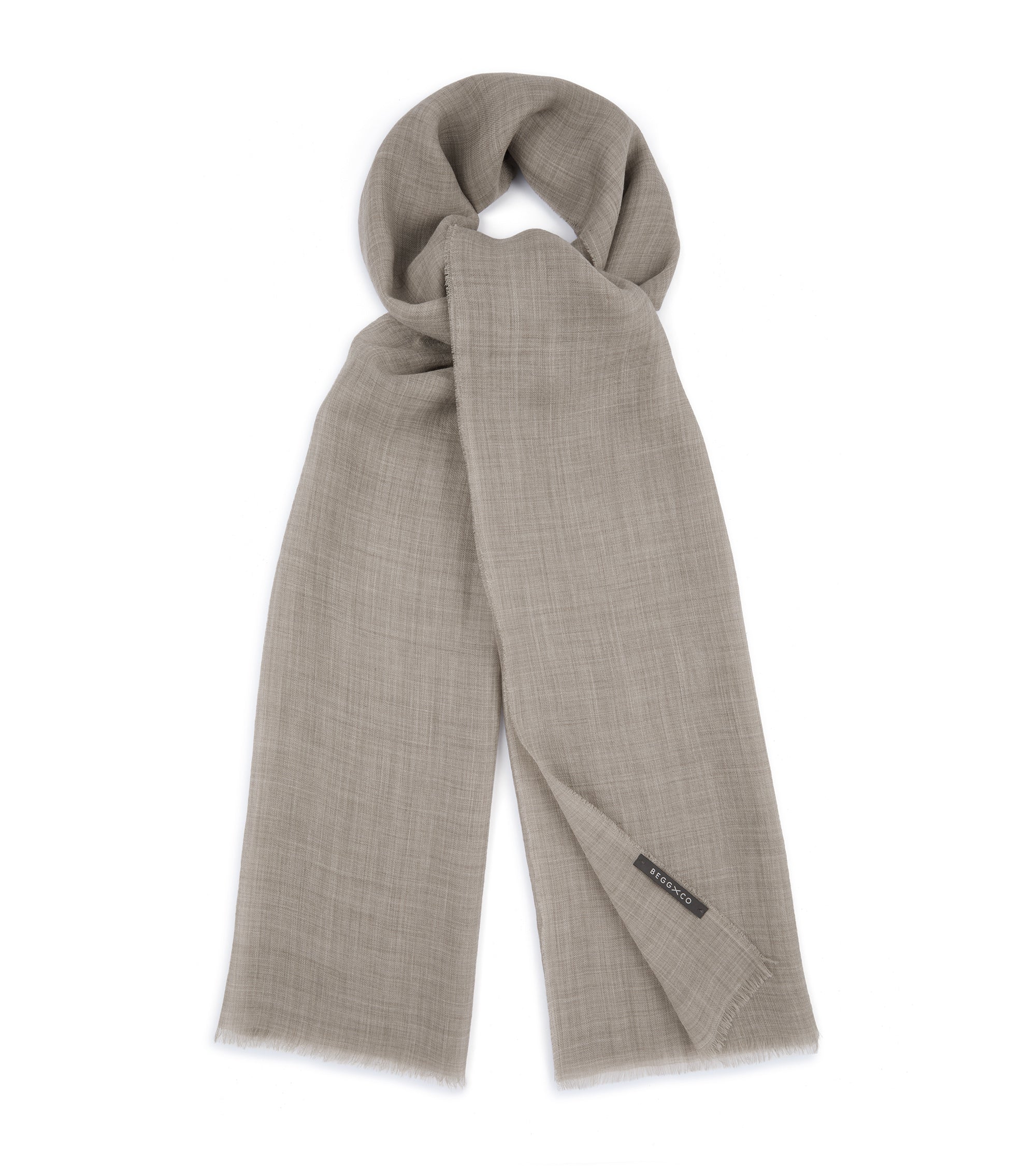 Begg Wispy Solid Cashmere Scarf: Dark Natural