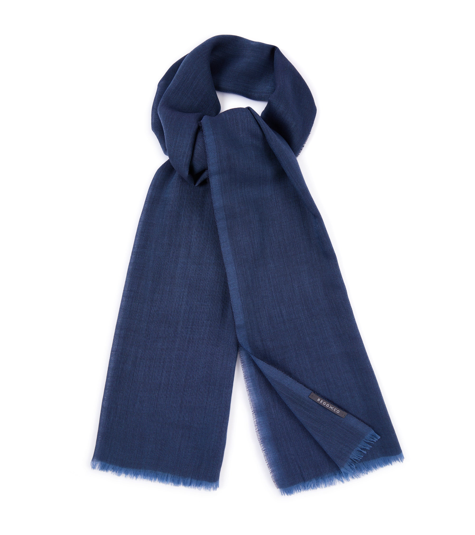 Begg Wispy Solid Cashmere Scarf: Indigo Denim