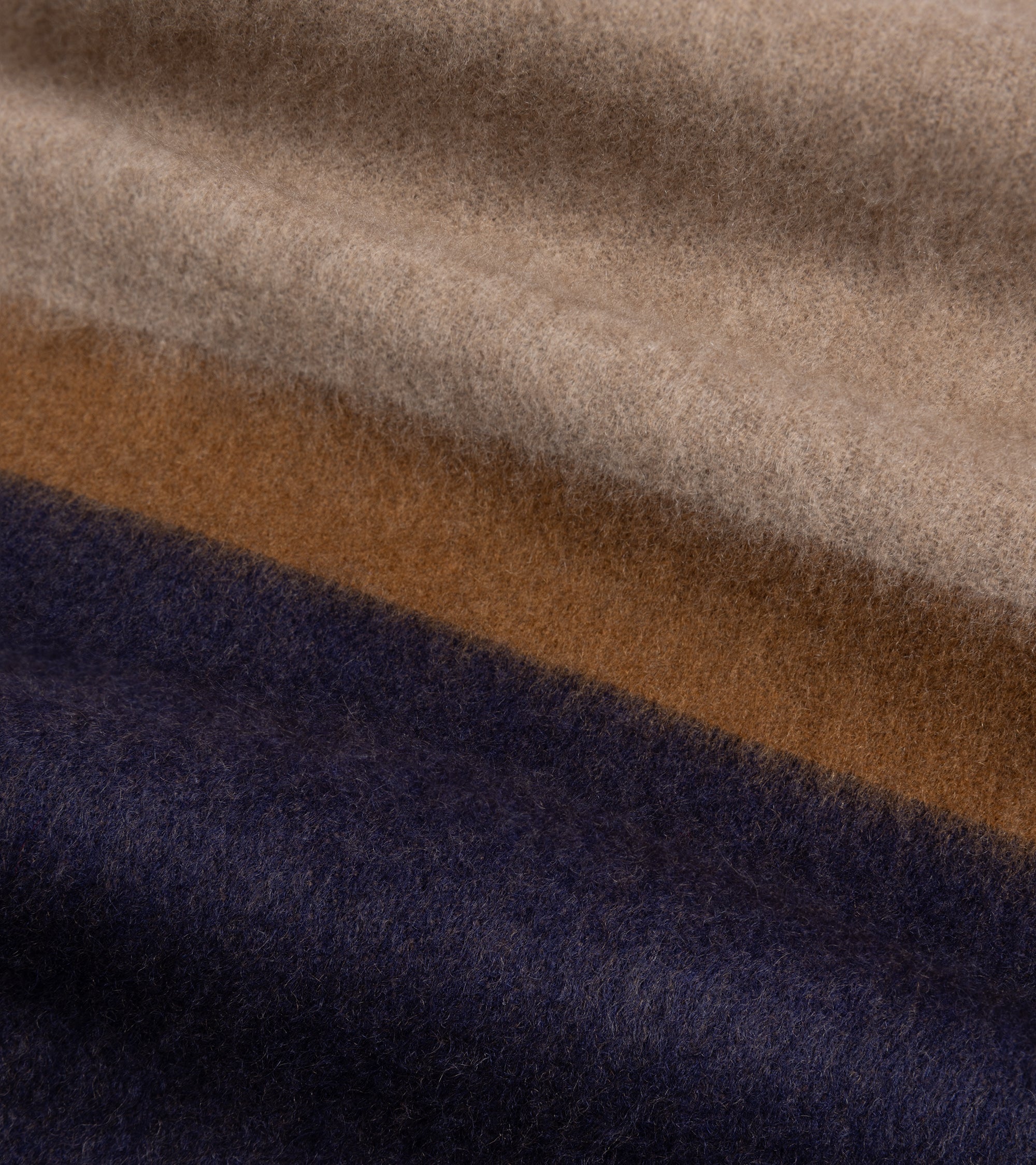 Begg x Co Arran Borderland Stripe Cashmere Scarf: Dark Natural/Navy