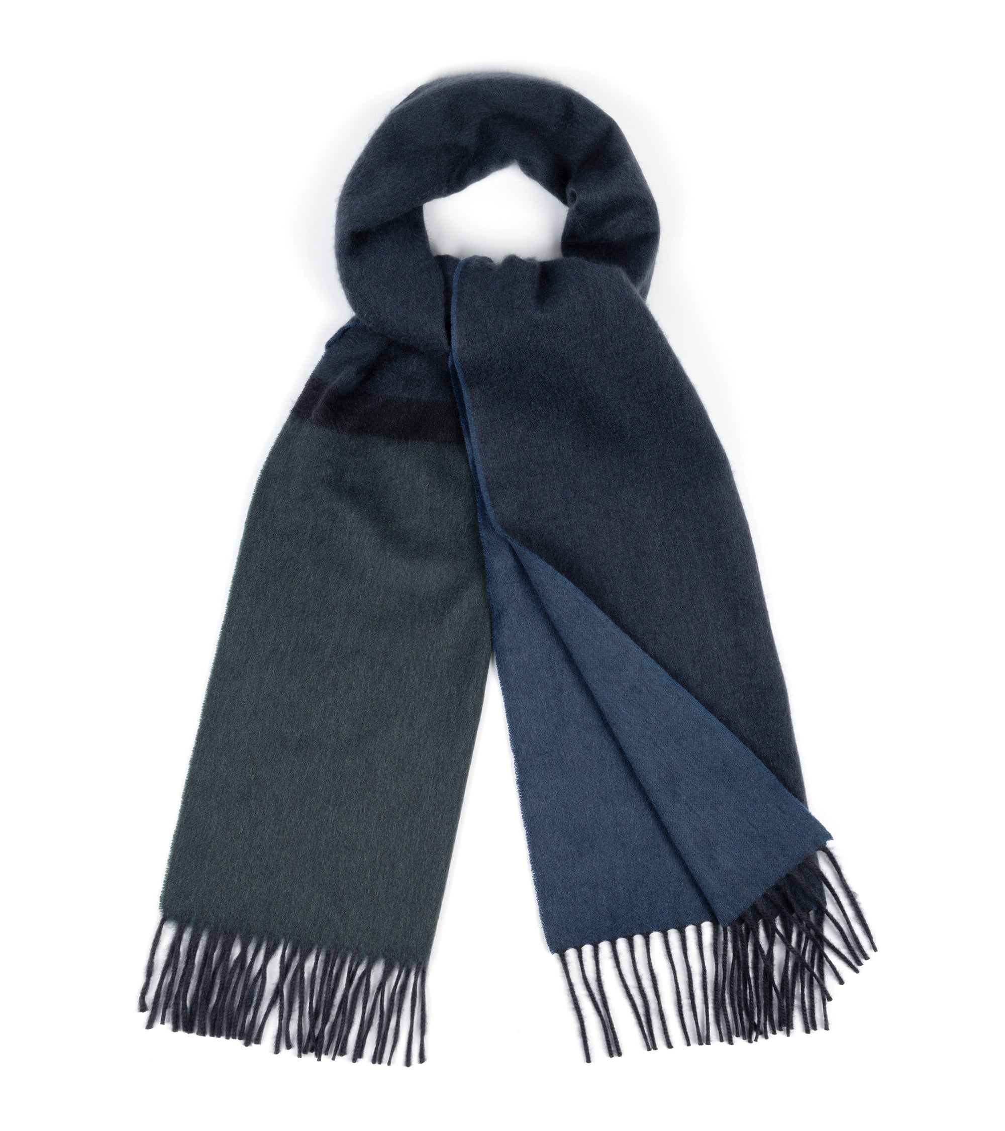 Begg x Co Arran Borderland Stripe Cashmere Scarf: Slate/Green