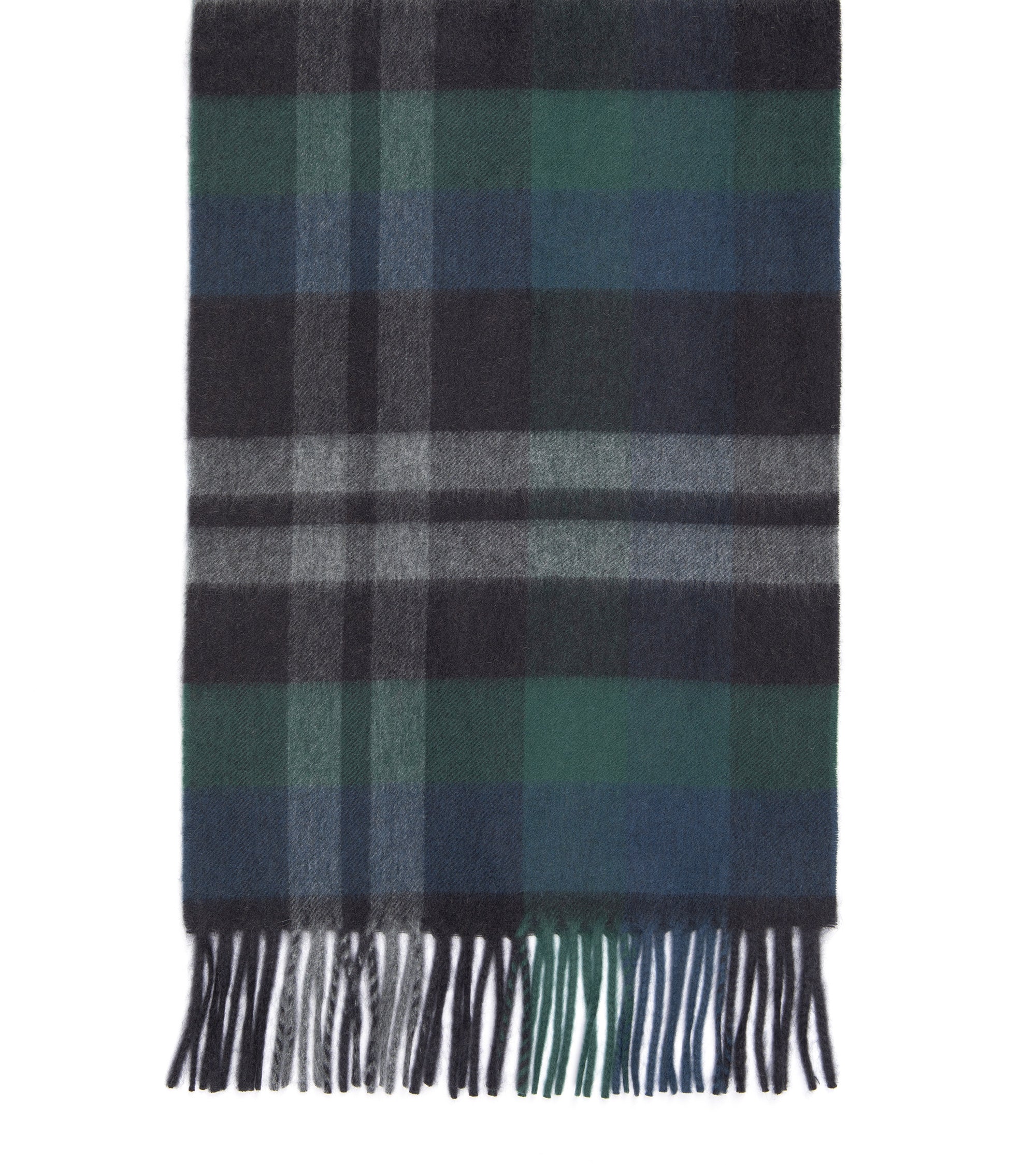 Begg x Co Arran Ferguson Checked Cashmere Scarf: Slate/Green