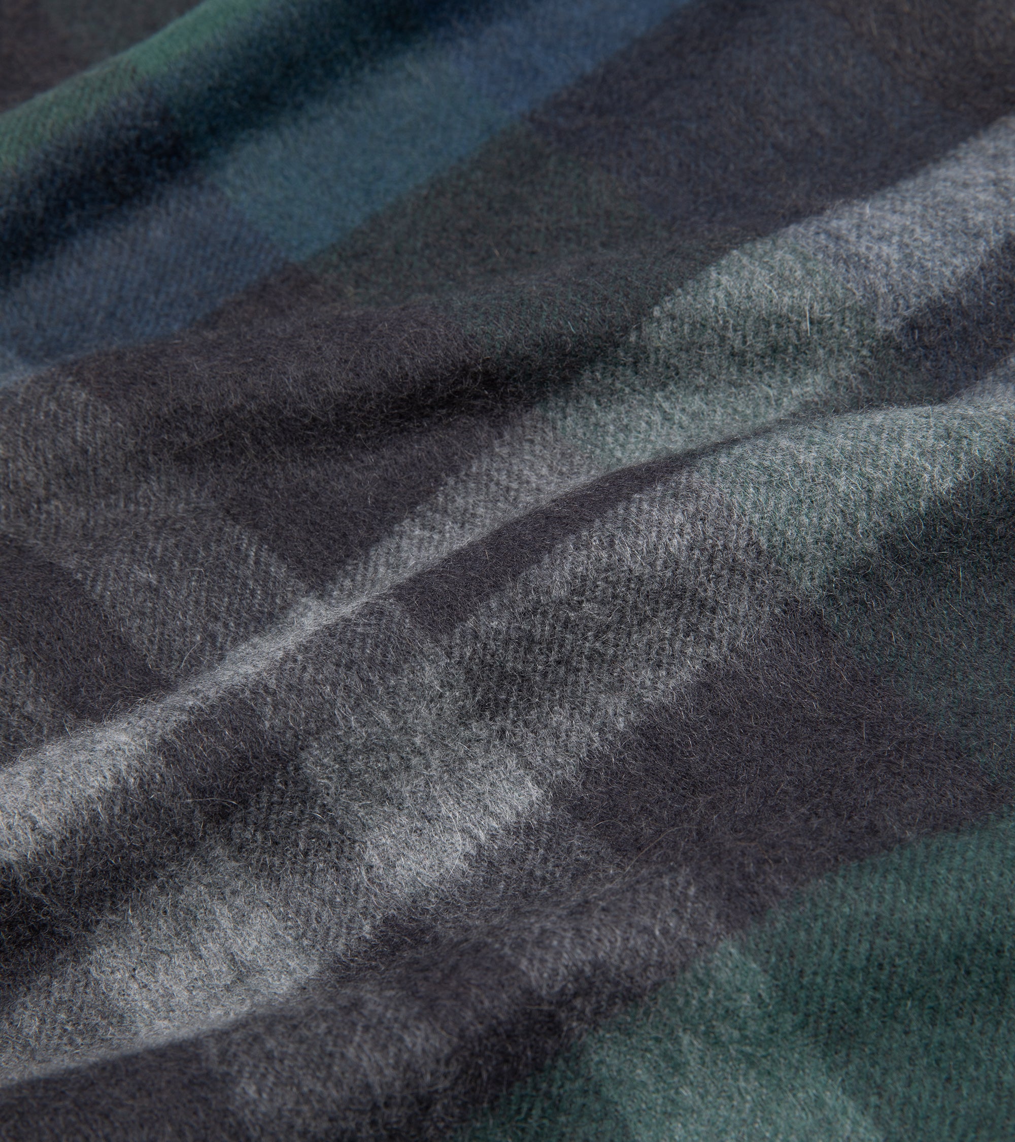 Begg x Co Arran Ferguson Checked Cashmere Scarf: Slate/Green