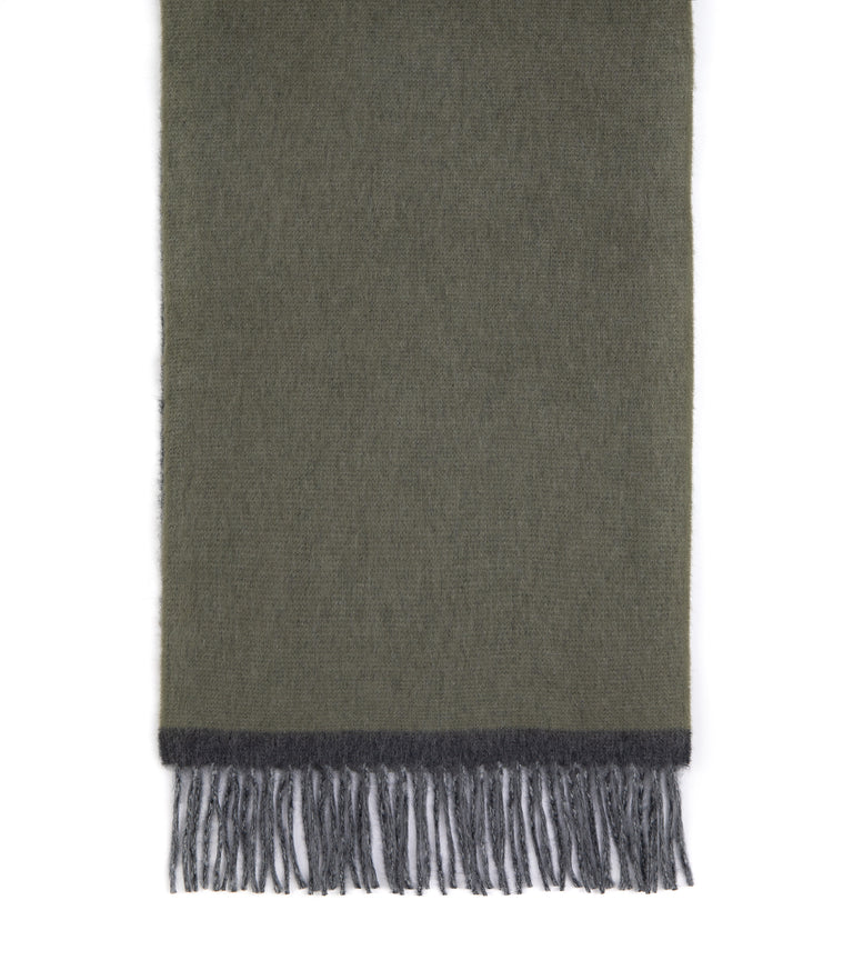Begg x Co Jura Turner Wool Angora Block Scarf: Grey/Charcoal/Khaki