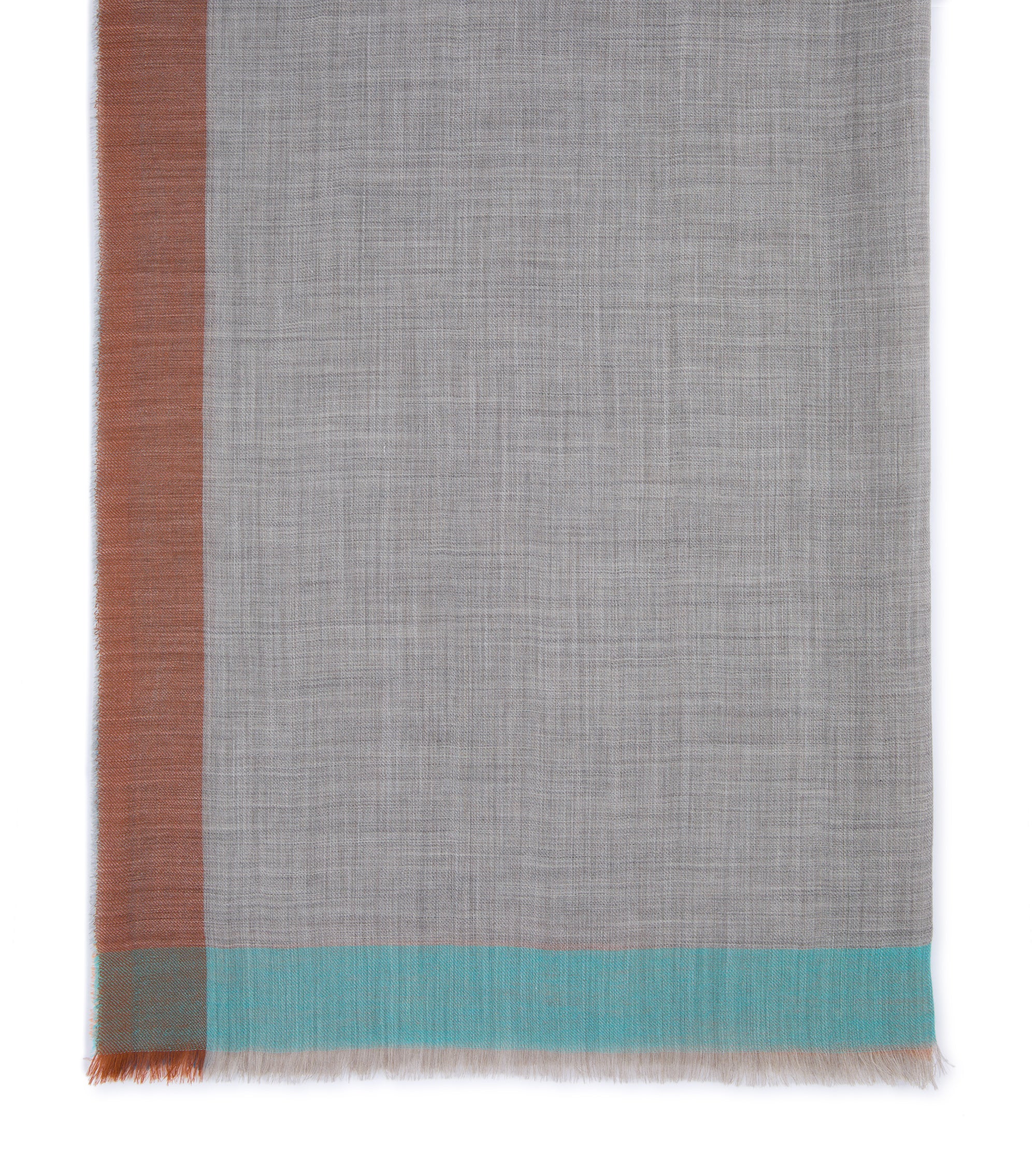 Begg x Co Wispy Peploe Cashmere Border Scarf: Dark Grey/Teal