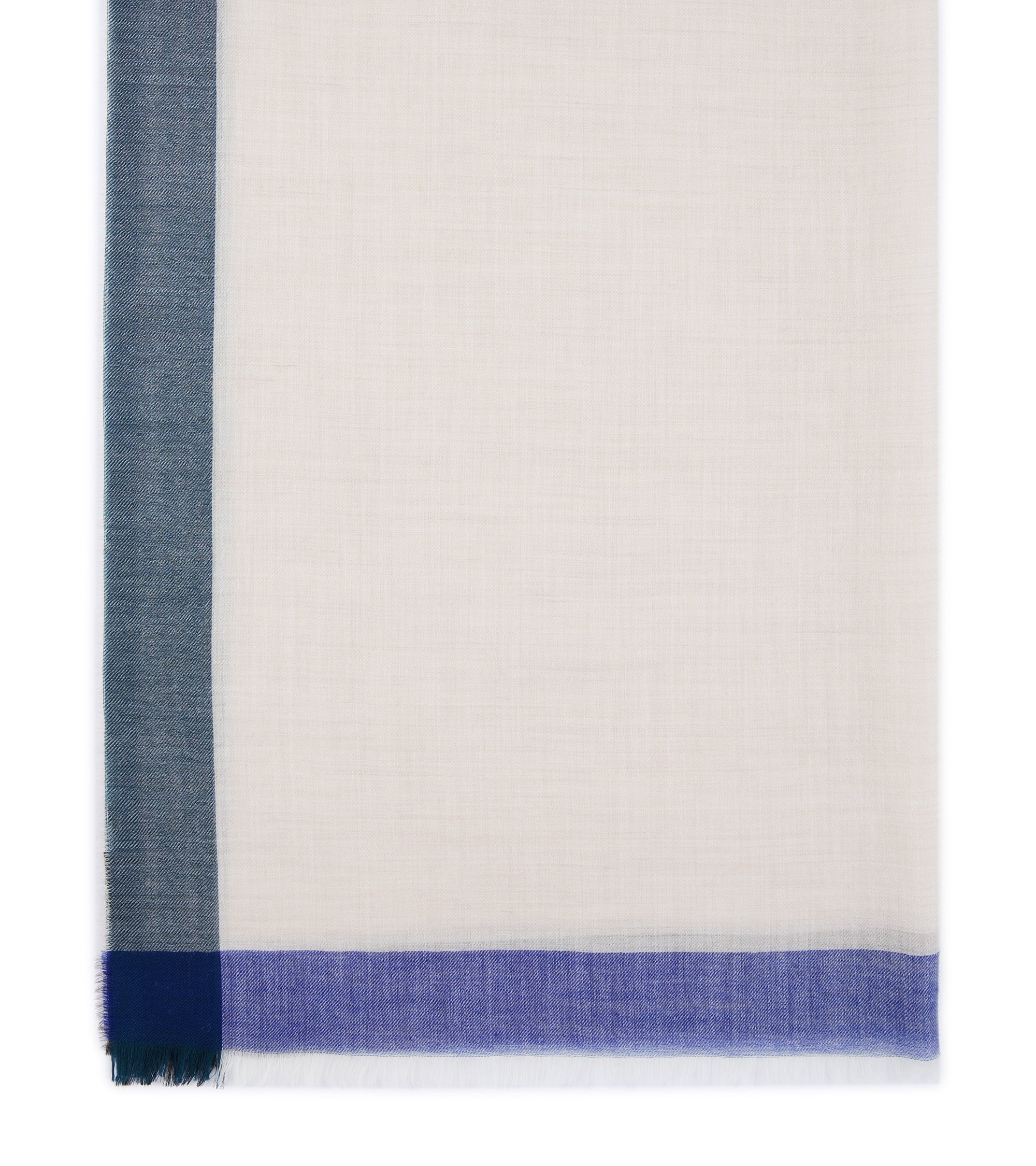 Begg x Co Wispy Peploe Cashmere Border Scarf: Natural/Kelp