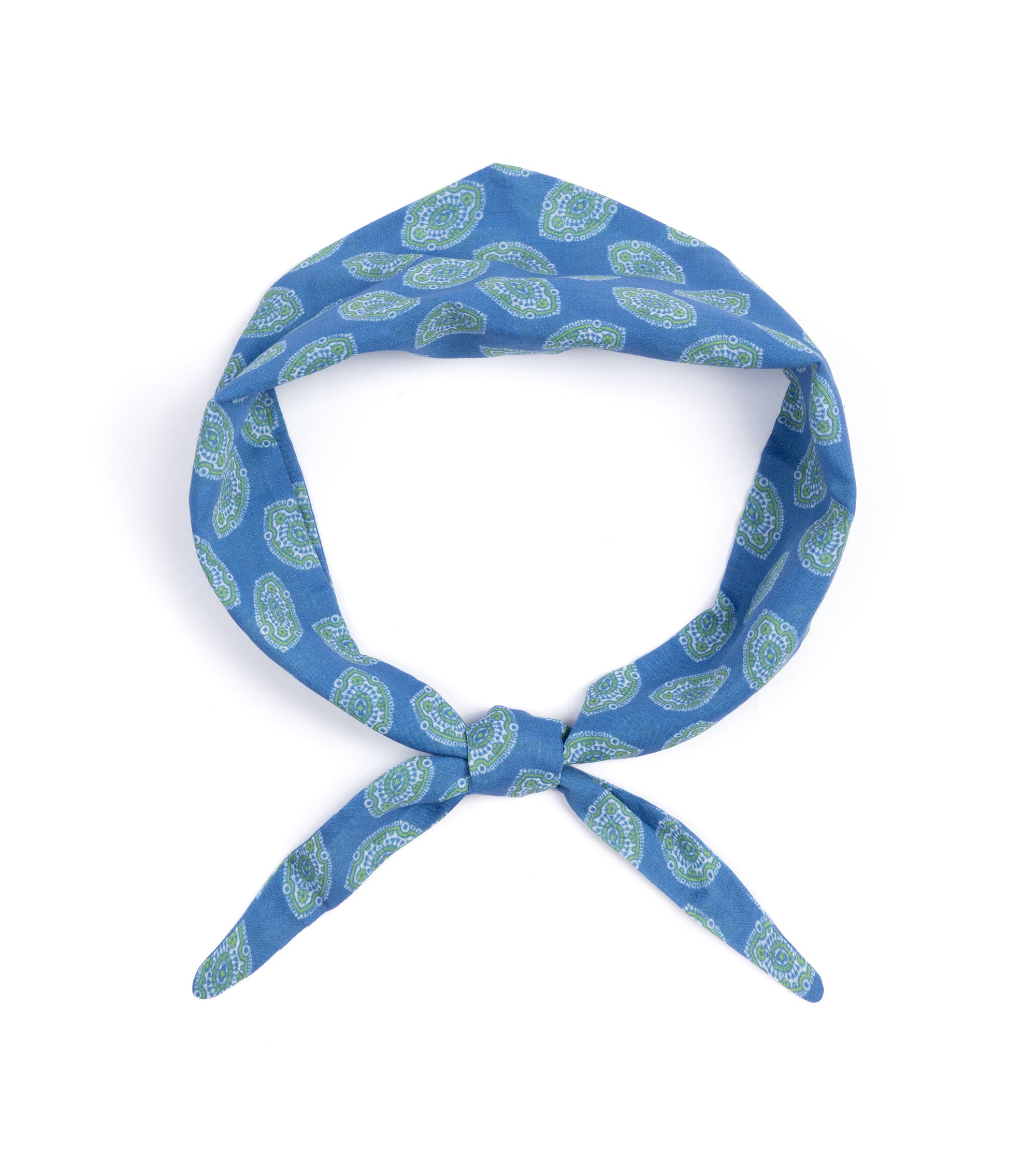 Bigi Paisley Motif Cotton Triangle Scarf: Blue