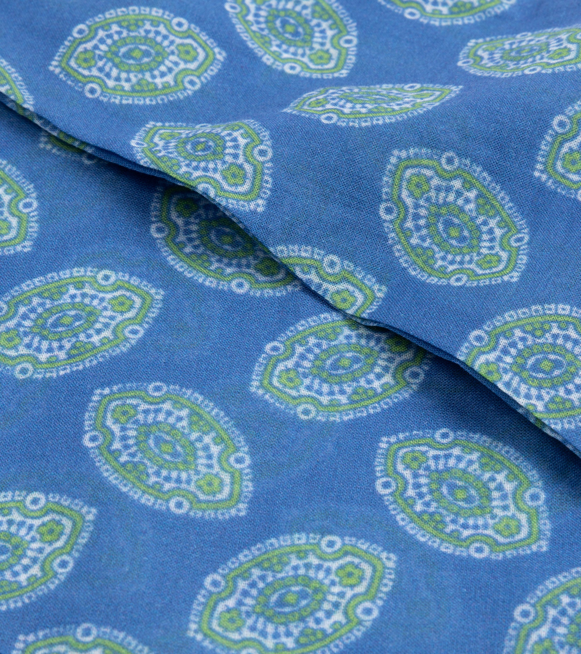 Bigi Paisley Motif Cotton Triangle Scarf: Blue