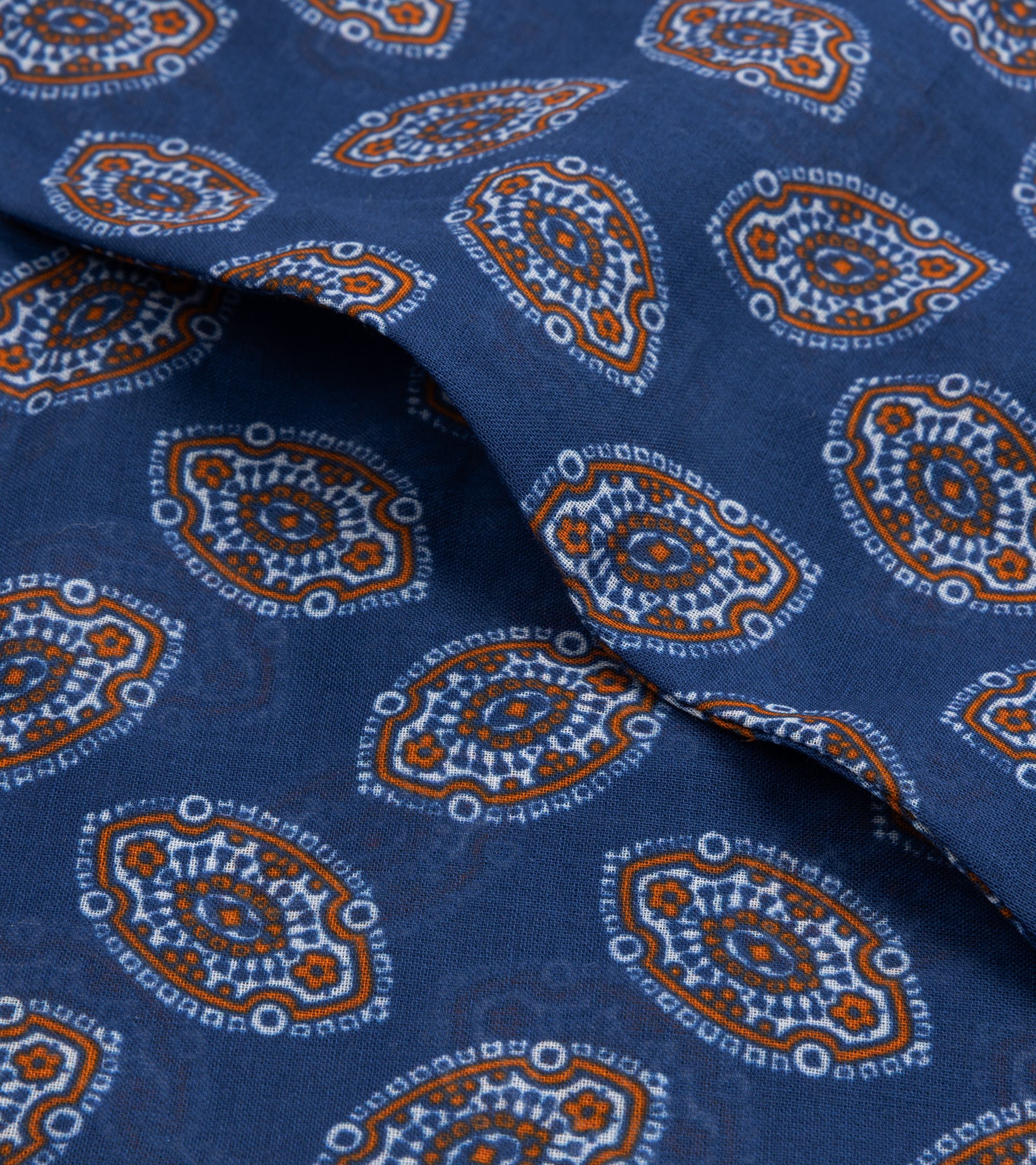 Bigi Paisley Motif Cotton Triangle Scarf: Navy