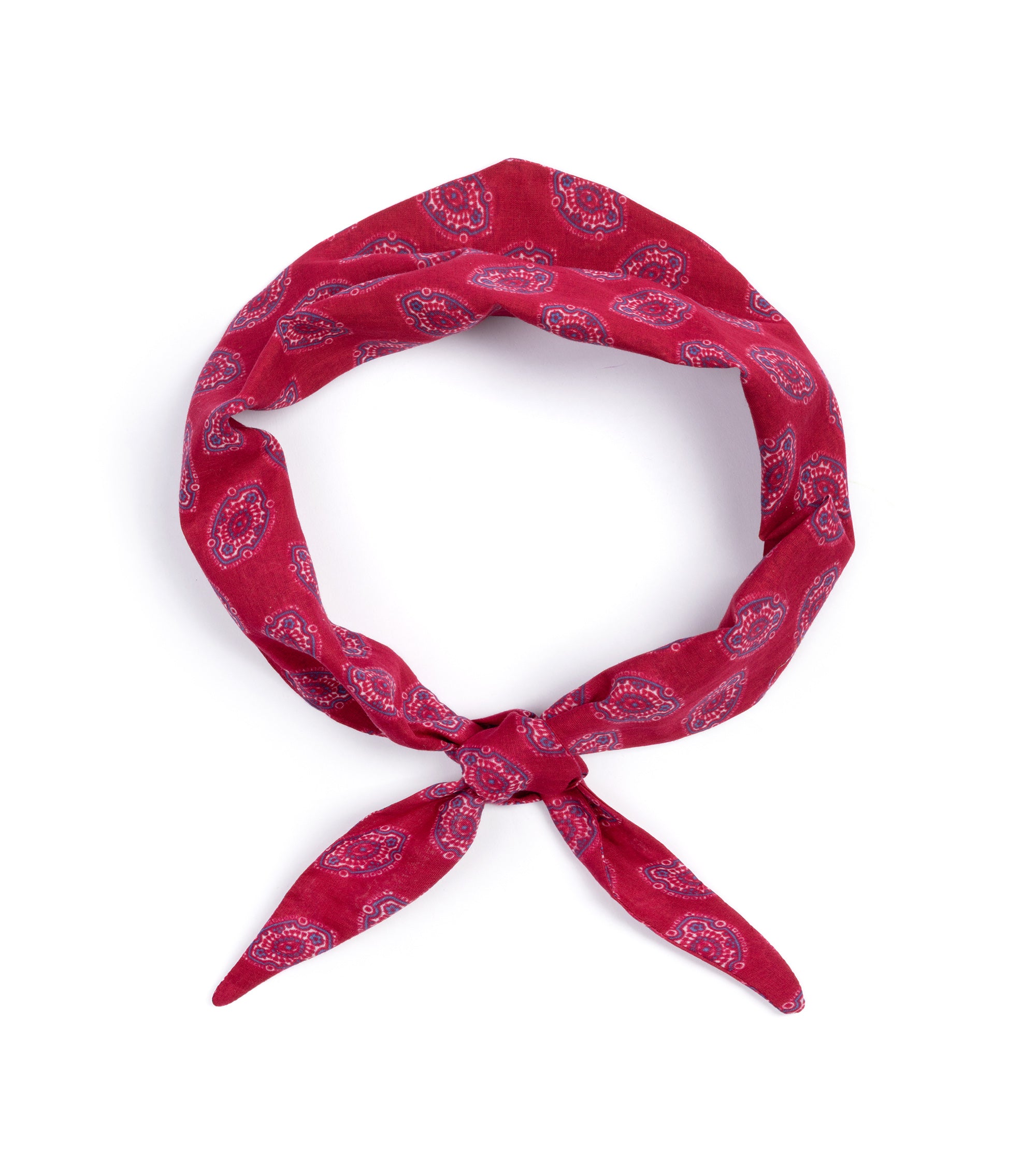 Bigi Paisley Motif Cotton Triangle Scarf: Red