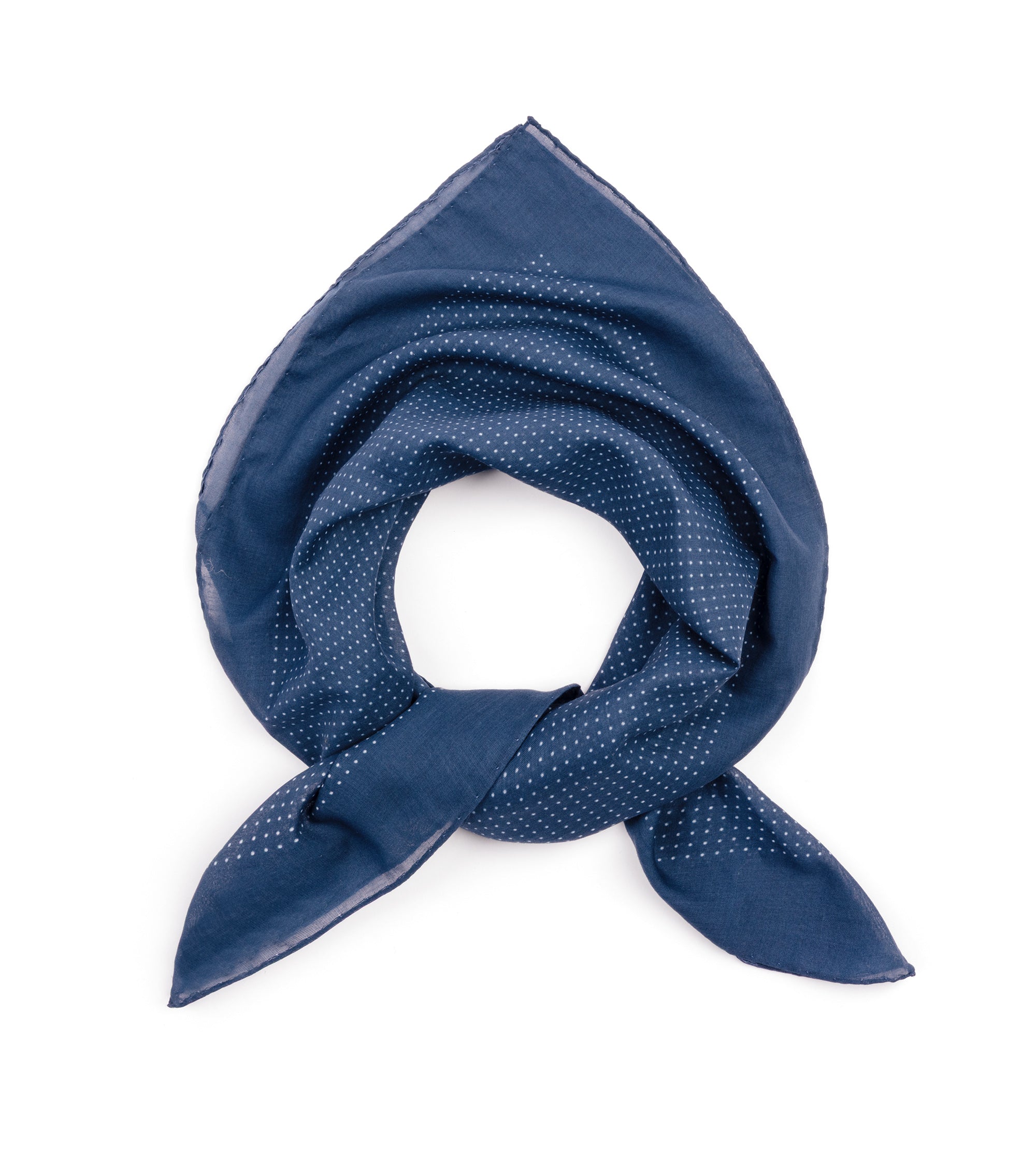 Bigi Pindot Cotton Square Scarf: Blue