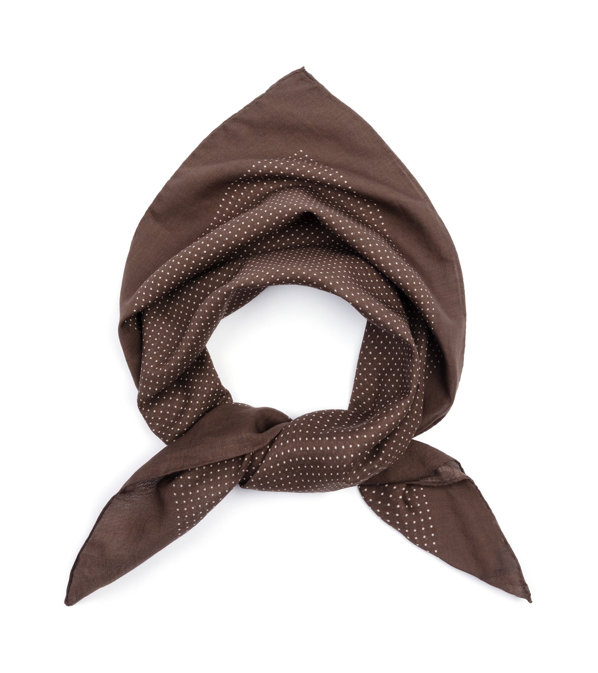 Bigi Pindot Cotton Square Scarf: Brown