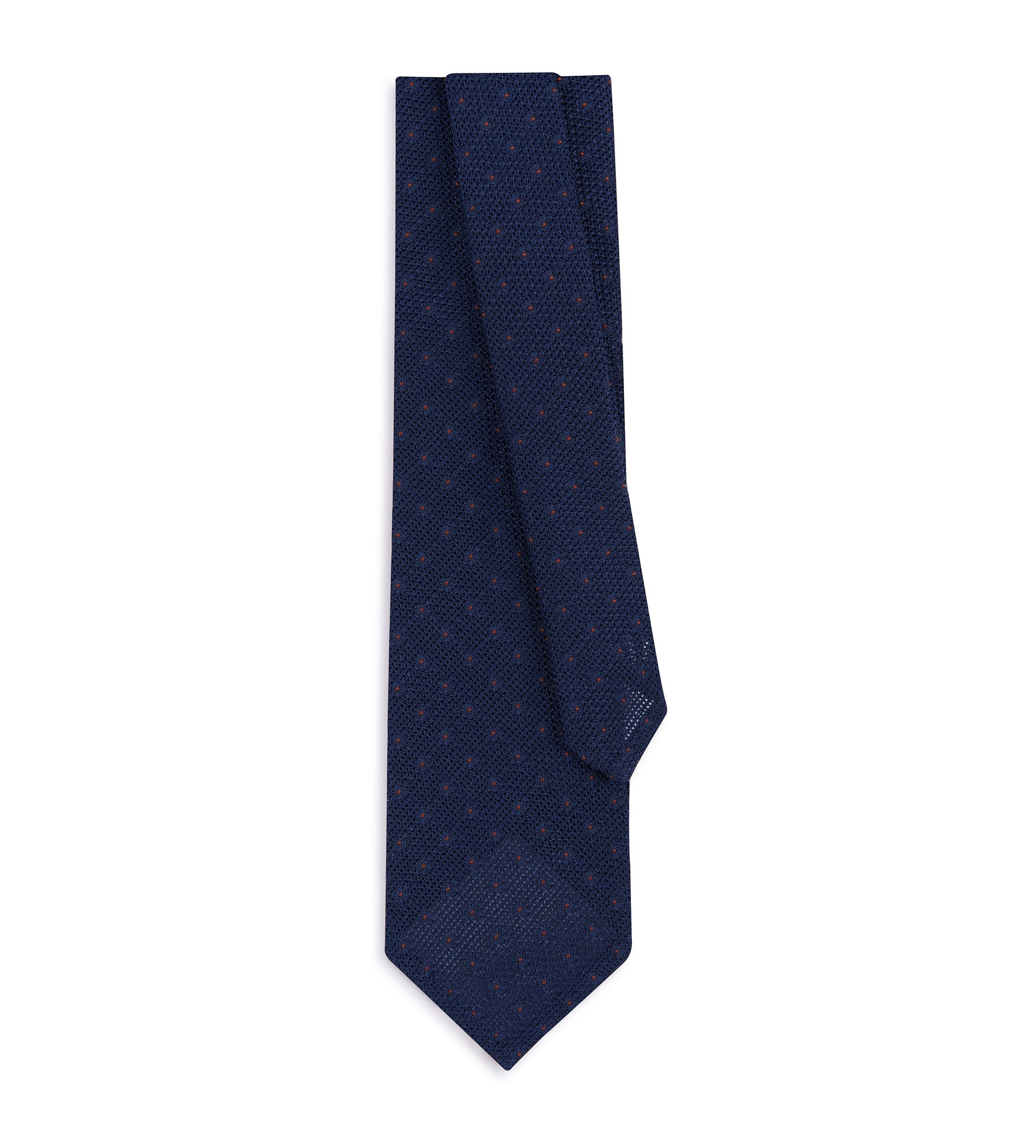 Bigi Spot Silk Grenadine Tie: Navy/Brown