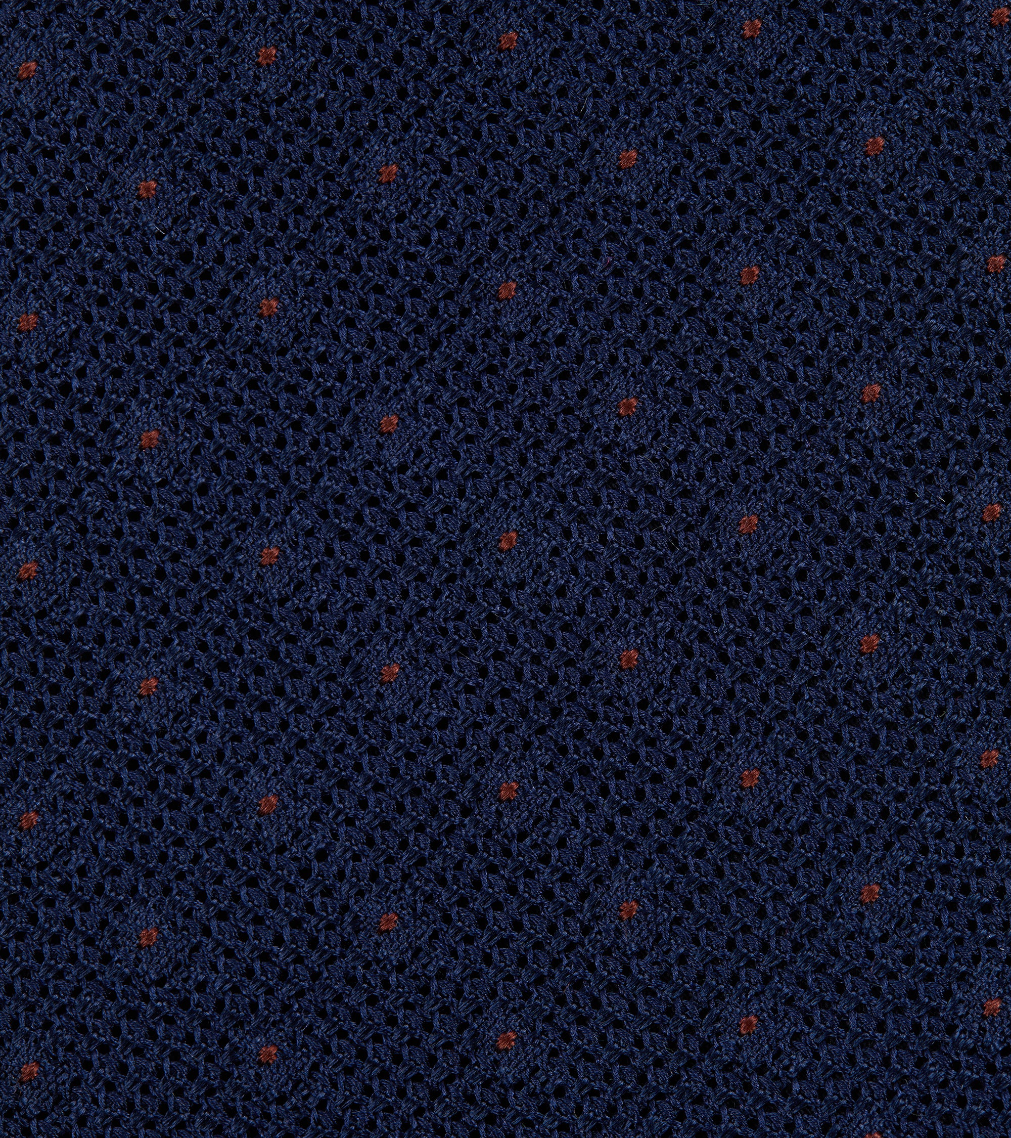 Bigi Spot Silk Grenadine Tie: Navy/Brown