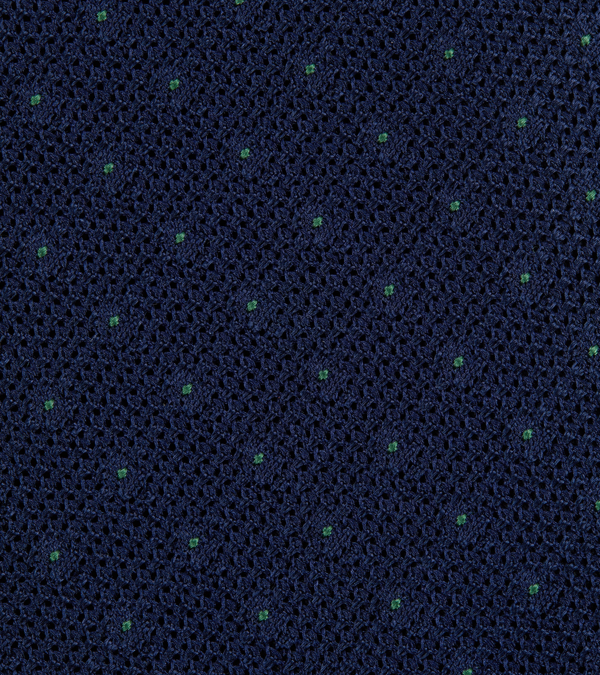 Bigi Spot Silk Grenadine Tie: Navy/Green