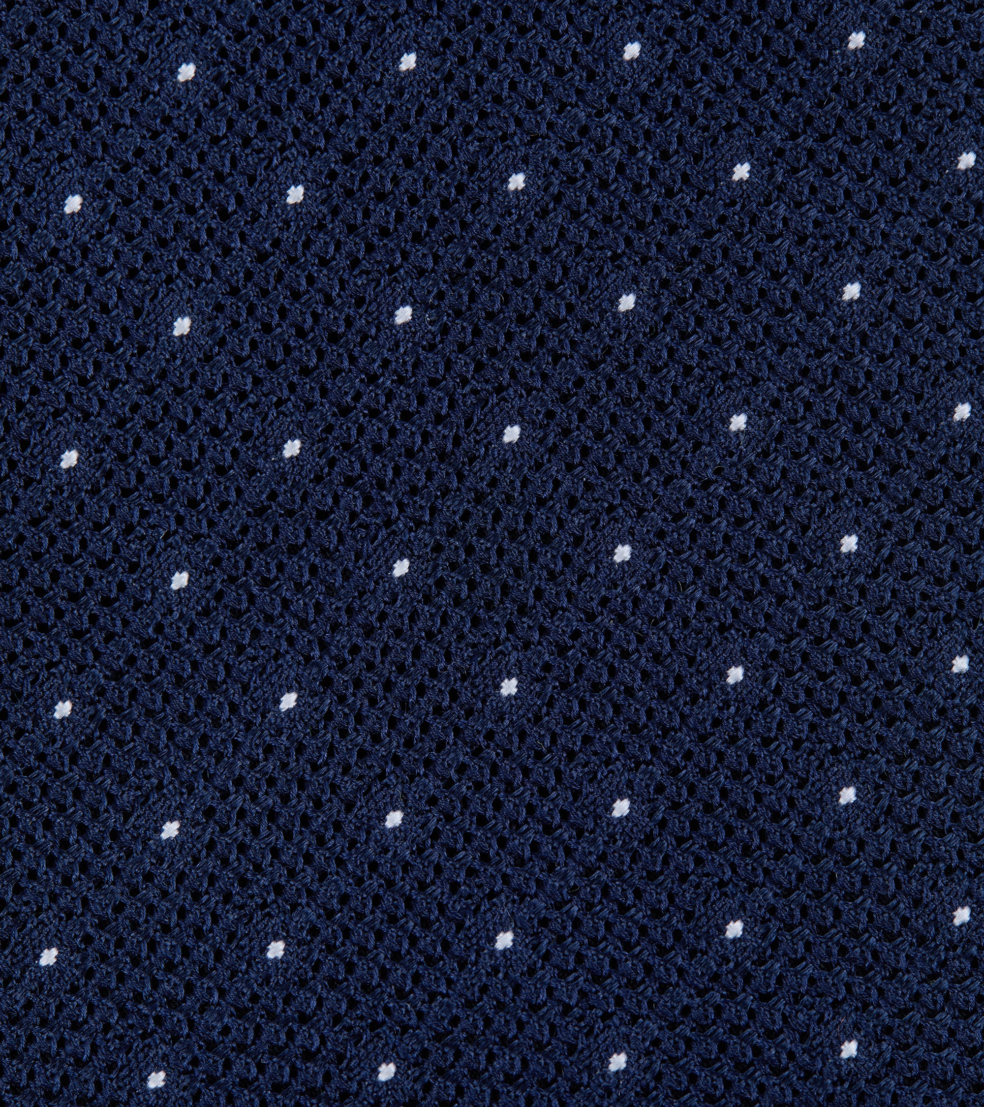 Bigi Spot Silk Grenadine Tie: Navy/White