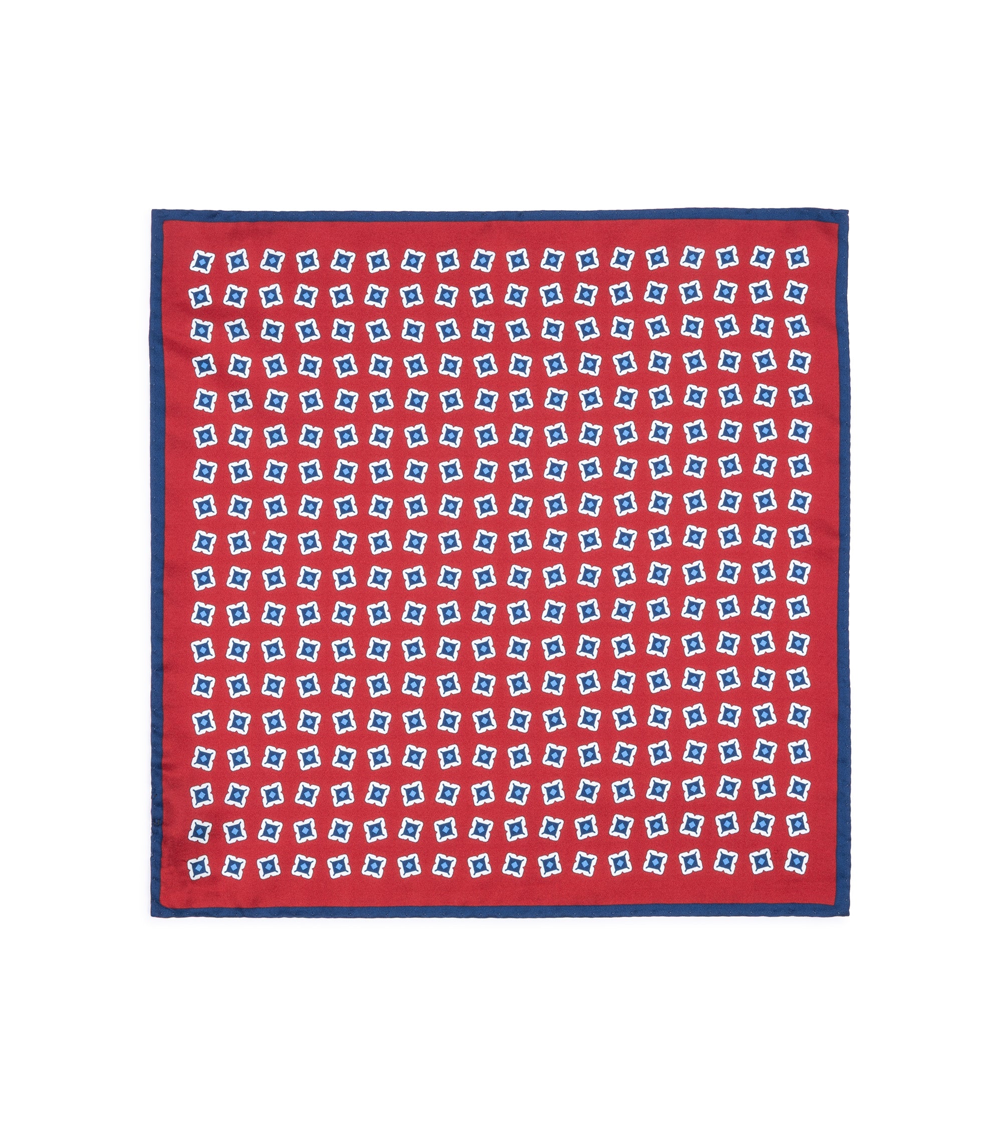 Bigi Square Motif Silk Pocket Square: Red