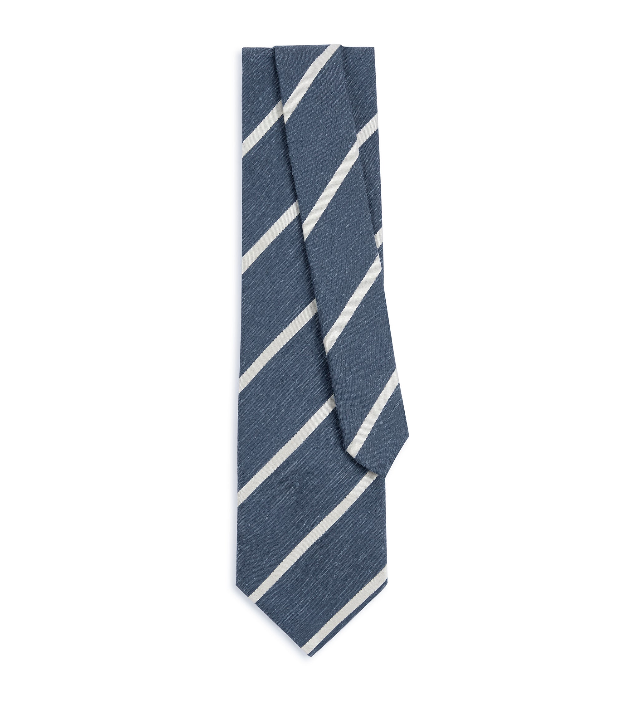 Bigi Stripe Light Shantung Silk Tie: Blue