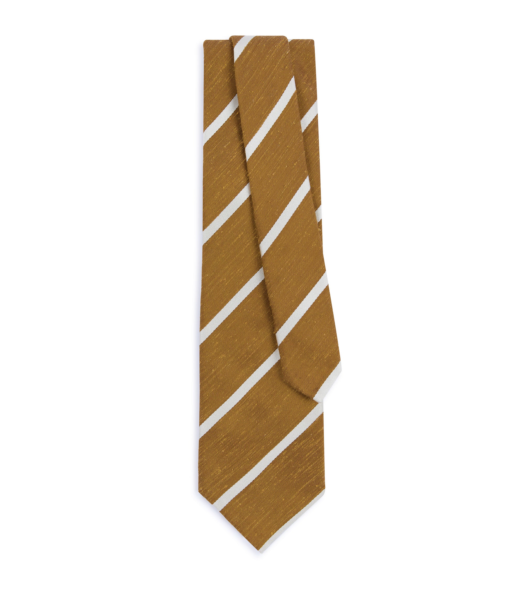 Bigi Stripe Light Shantung Silk Tie: Mustard