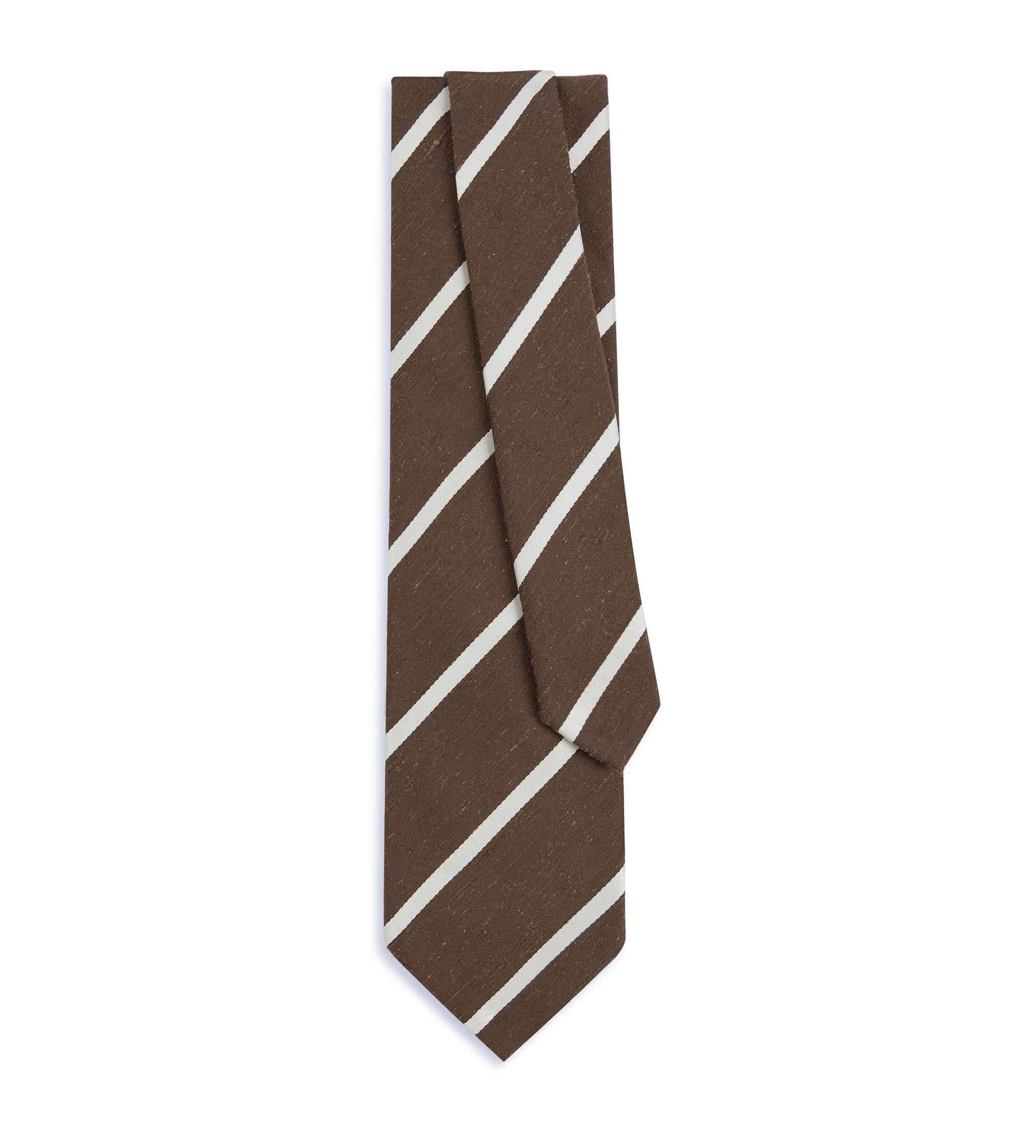 Bigi Stripe Light Shantung Silk Tie: Tan