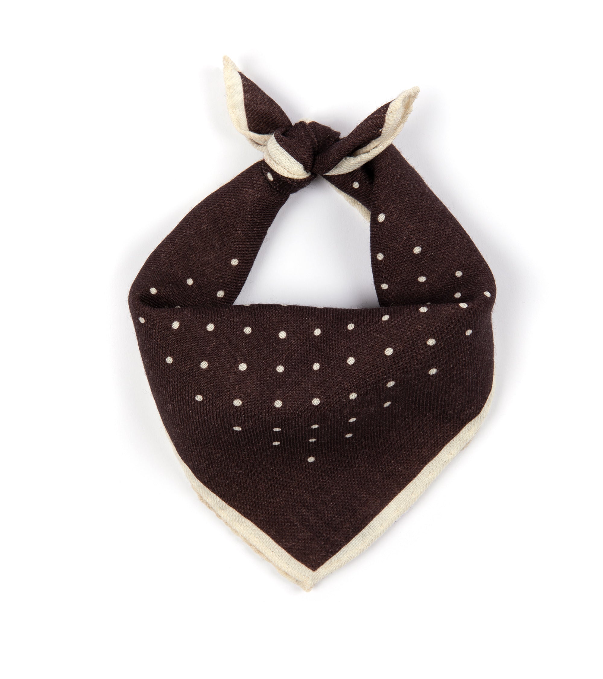 Bigi Wool Printed Spot Pocket Square: Brown