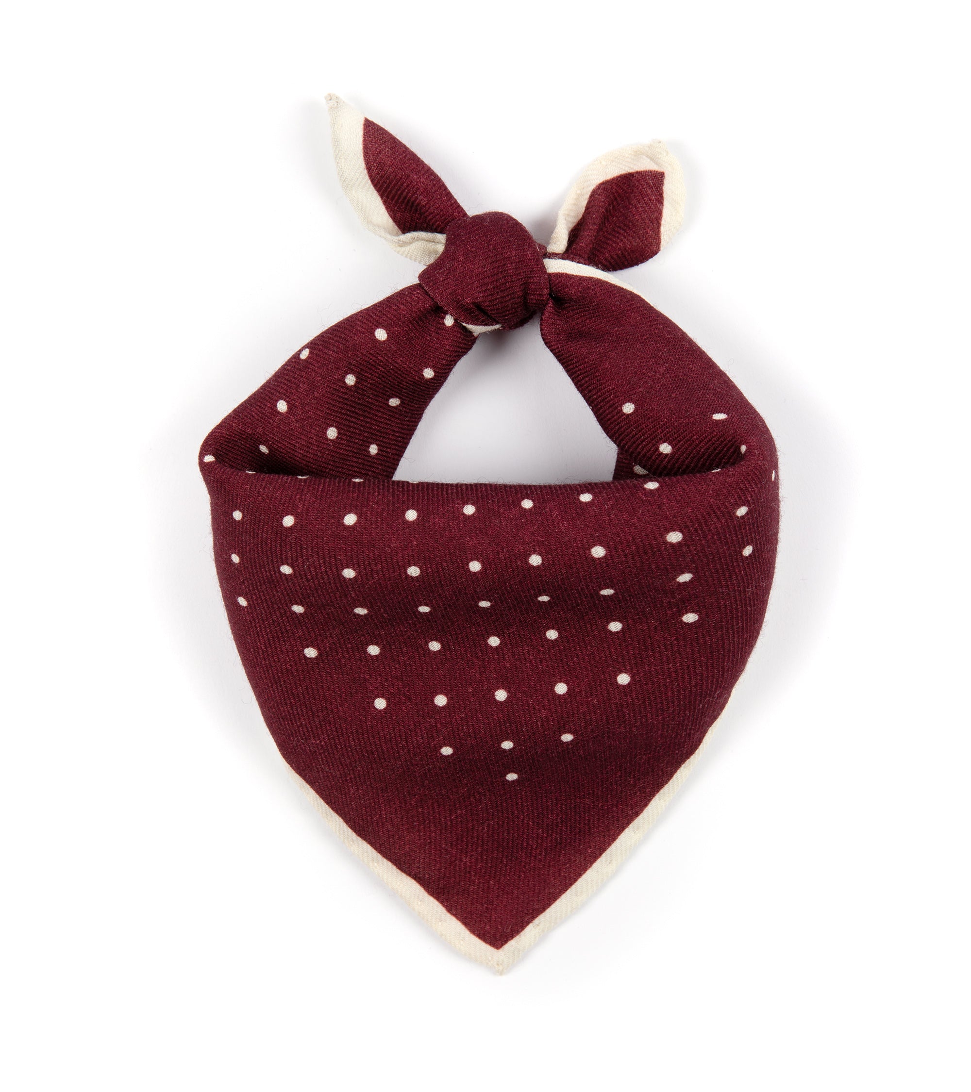 Bigi Wool Printed Spot Pocket Square: Burgundy