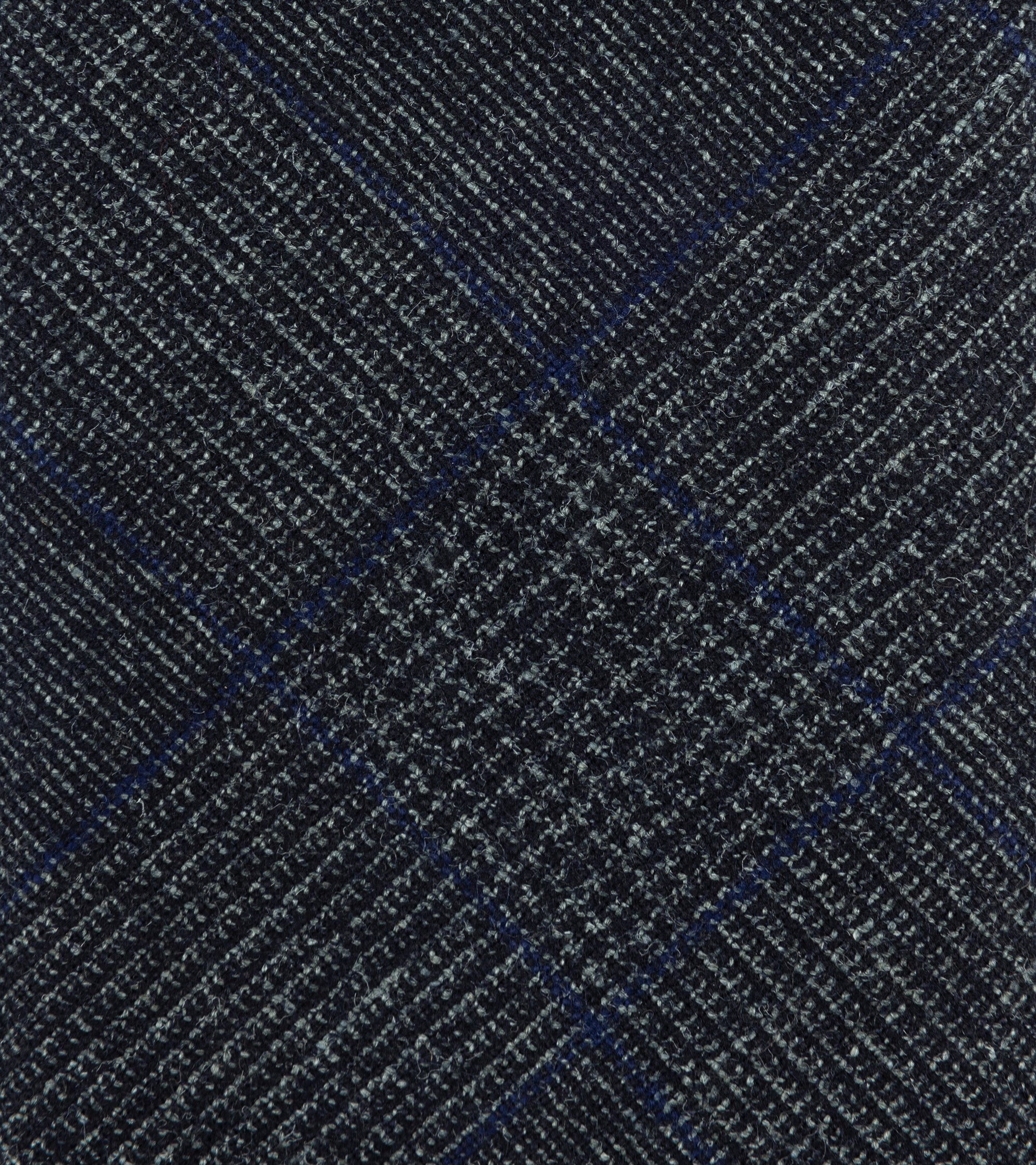 Bigi Wool Silk Linen Checked Tie: Charcoal