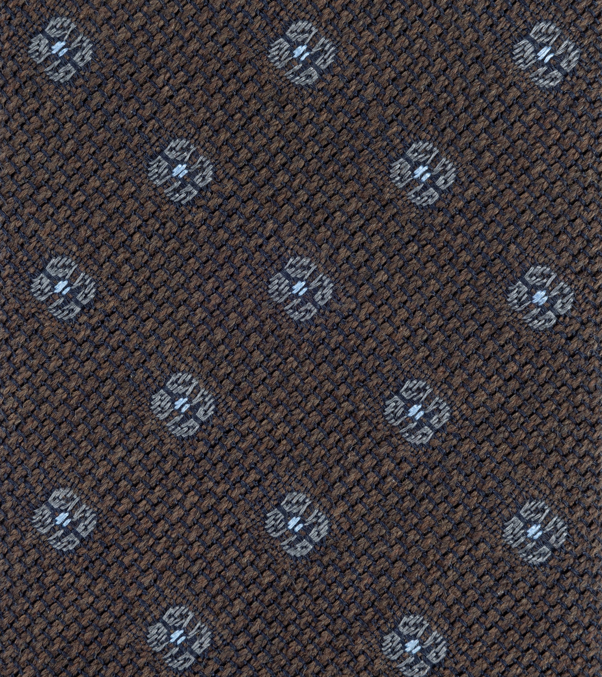 Bigi Wool Silk Motif Grenadine Tie: Brown